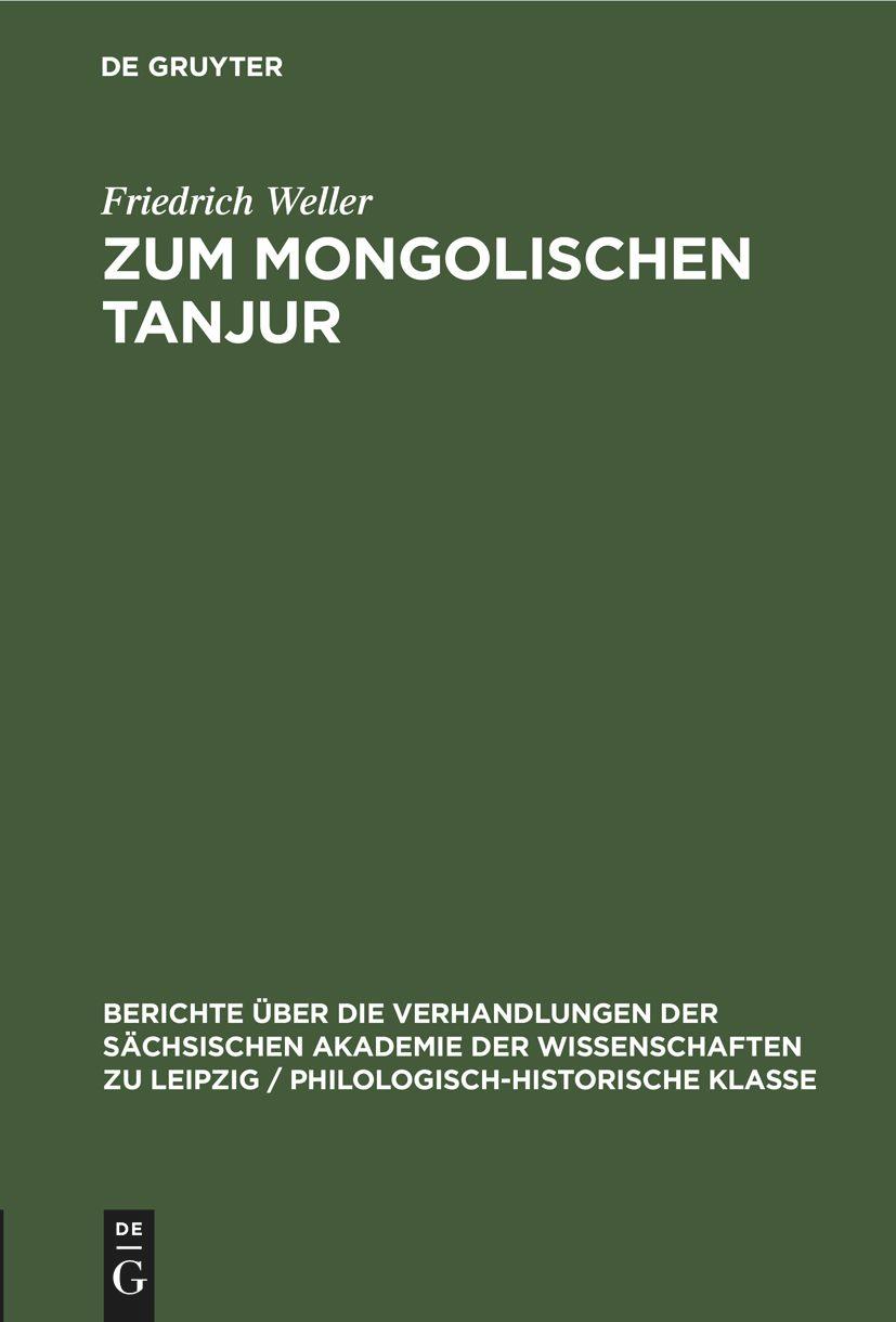 Zum Mongolischen Tanjur