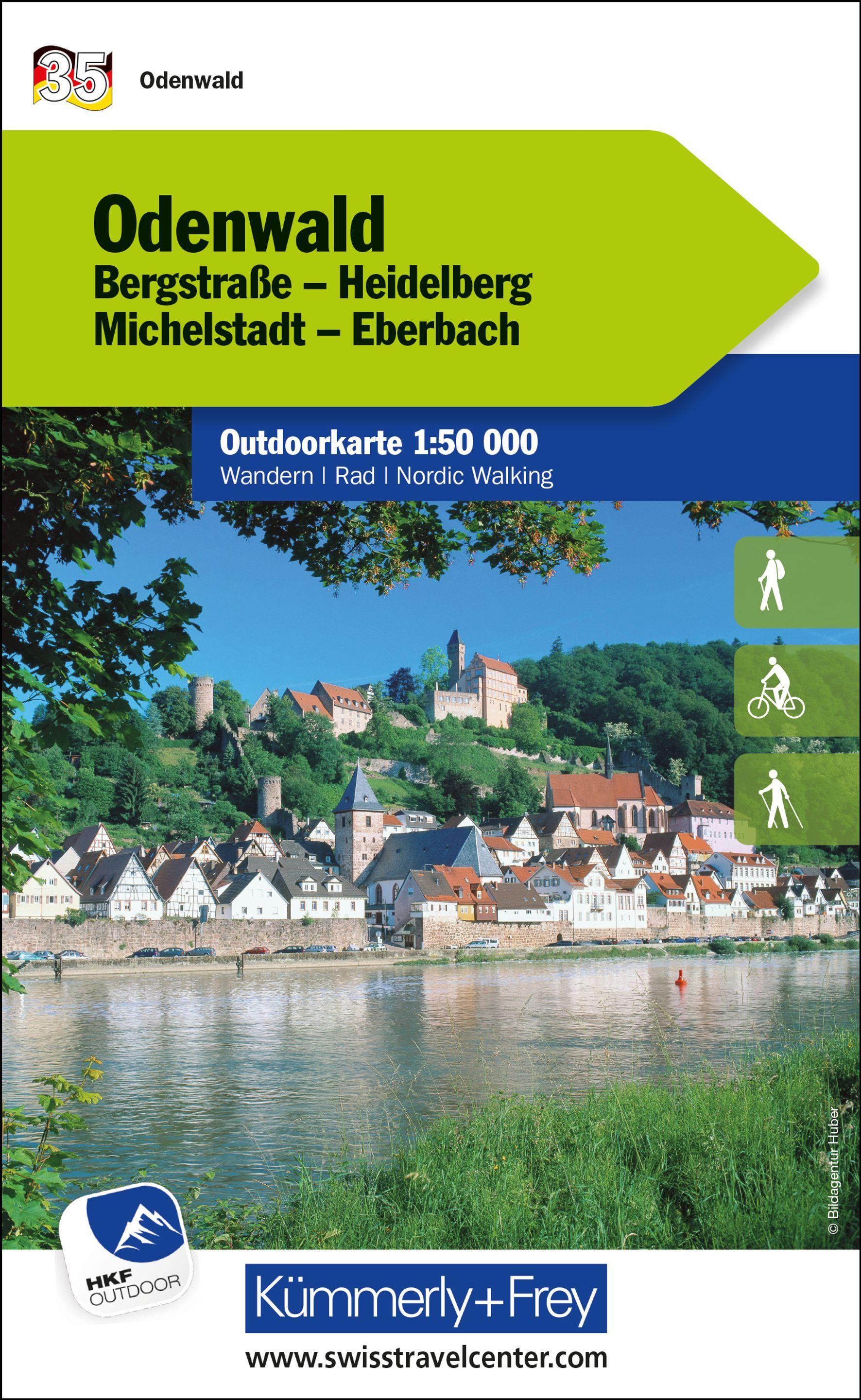 Odenwald Bergstrasse, Heidelberg, Michelstadt, Eberbach Nr. 35 Outdoorkarte Deutschland 1:50 000