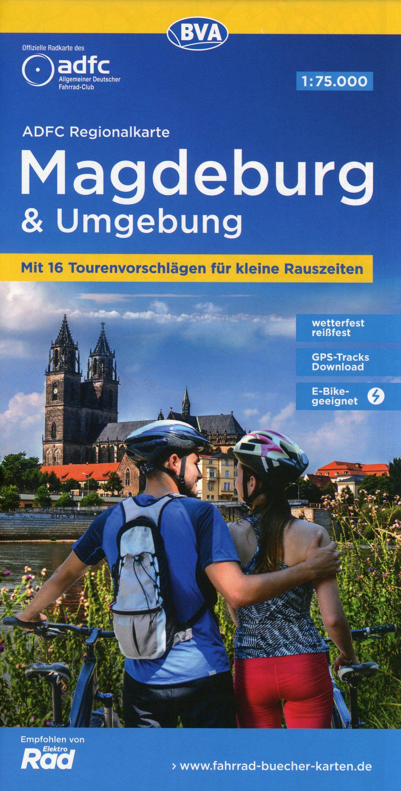 ADFC-Regionalkarte Magdeburg & Umgebung, 1:75.000, mit Tagestourenvorschlägen, reiß- und wetterfest, E-Bike-geeignet, GPS-Tracks-Download