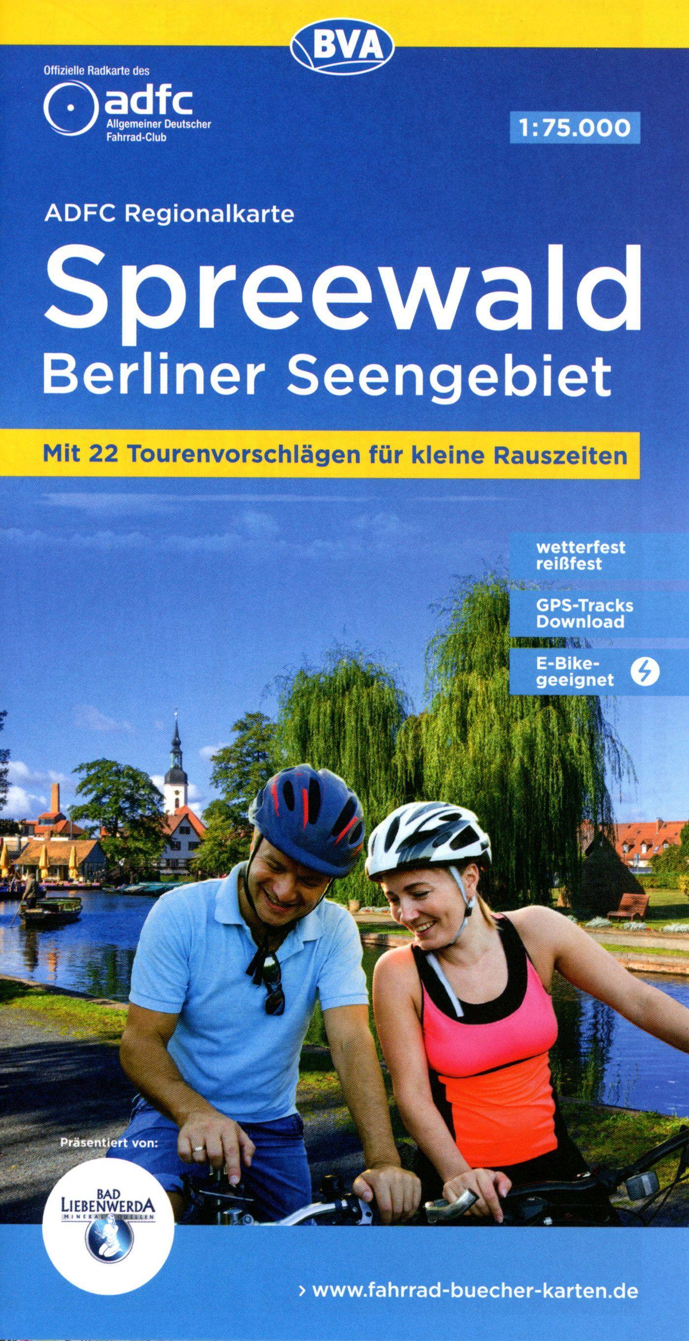 ADFC-Regionalkarte Spreewald Berliner Seengebiet, 1:75.000, mit Tagestourenvorschlägen, reiß- und wetterfest, E-Bike-geeignet, GPS-Tracks Download