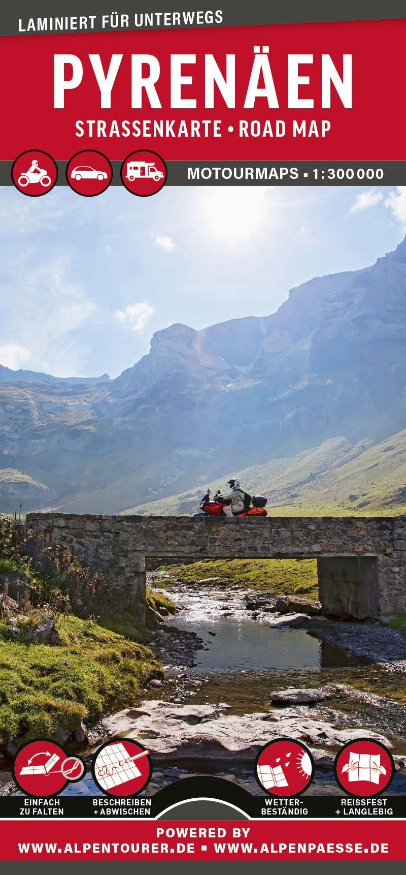 MoTourMaps Pyrenäen (Frankreich - Spanien) Auto- und Motorradkarte 1:300.000