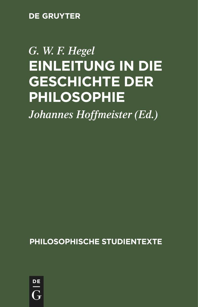 Einleitung in die Geschichte der Philosophie