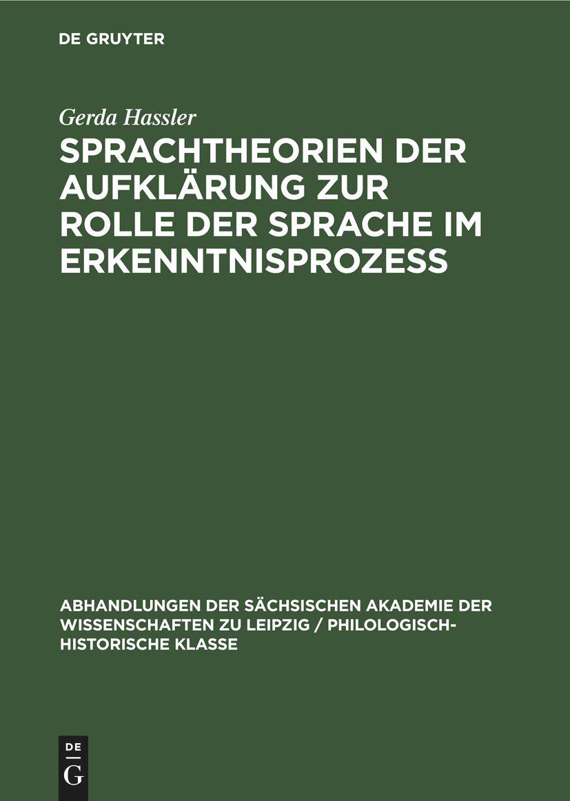 Sprachtheorien der Aufklärung zur Rolle der Sprache im Erkenntnisprozess