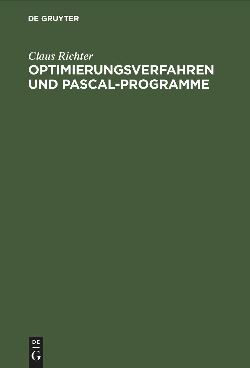 Optimierungsverfahren und PASCAL-Programme