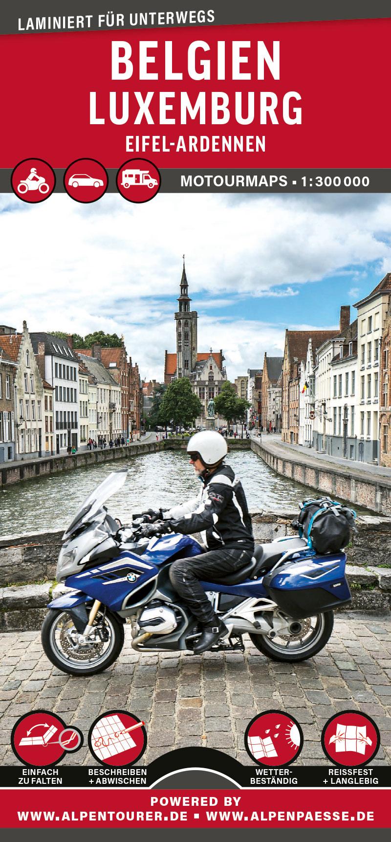 MoTourMaps Belgien - Luxemburg Auto- und Motorradkarte 1:300.000