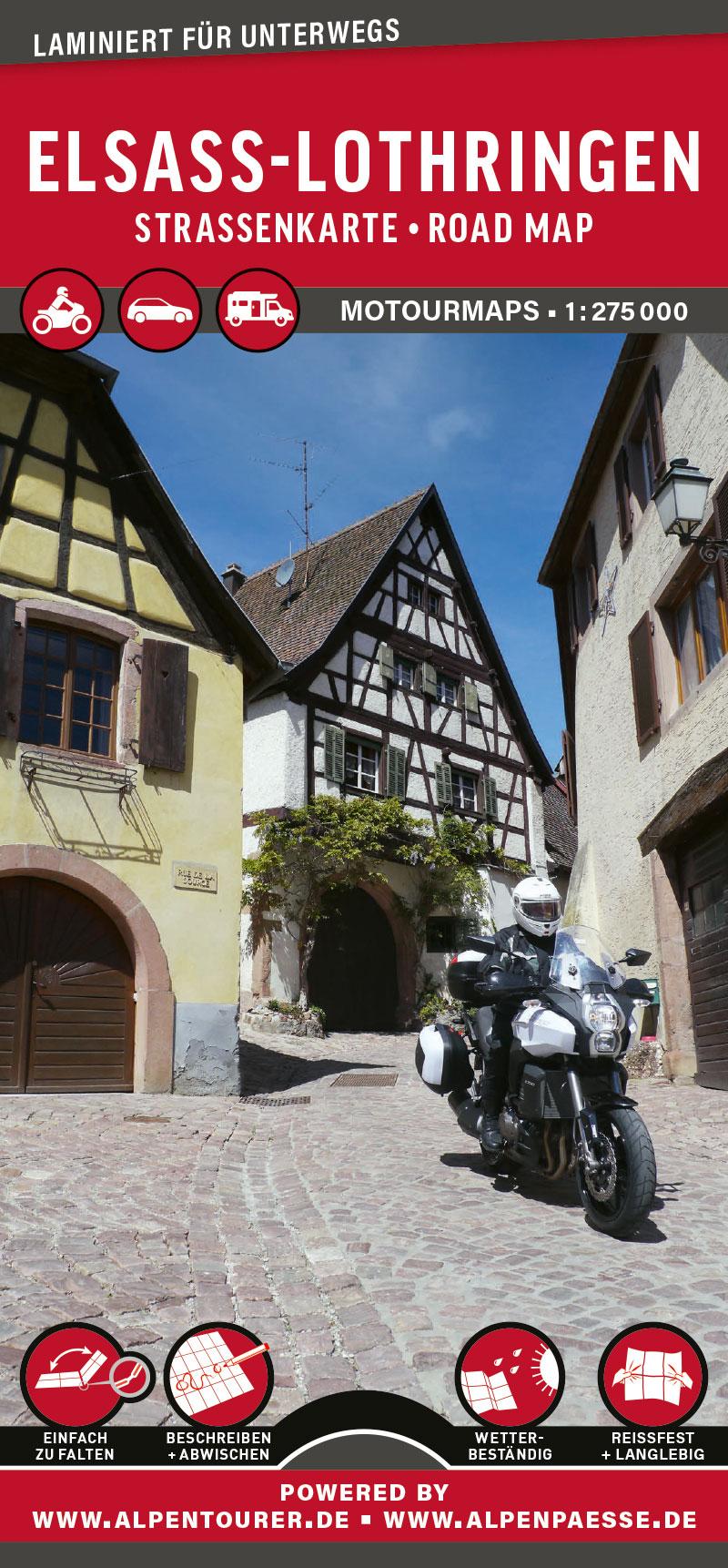 MoTourMaps Elsass & Lothringen Auto- und Motorradkarte 1:275.000