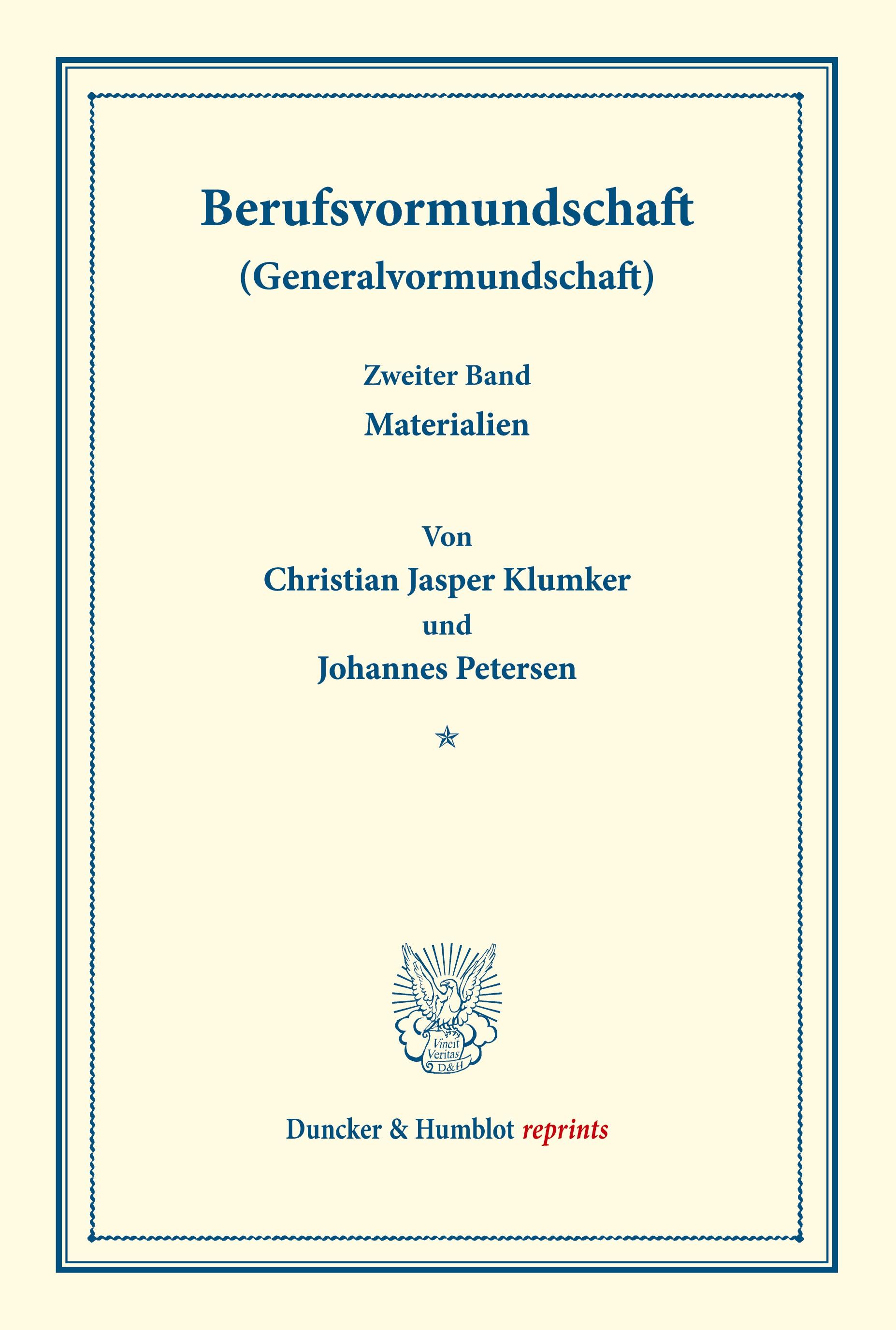 Berufsvormundschaft (Generalvormundschaft).