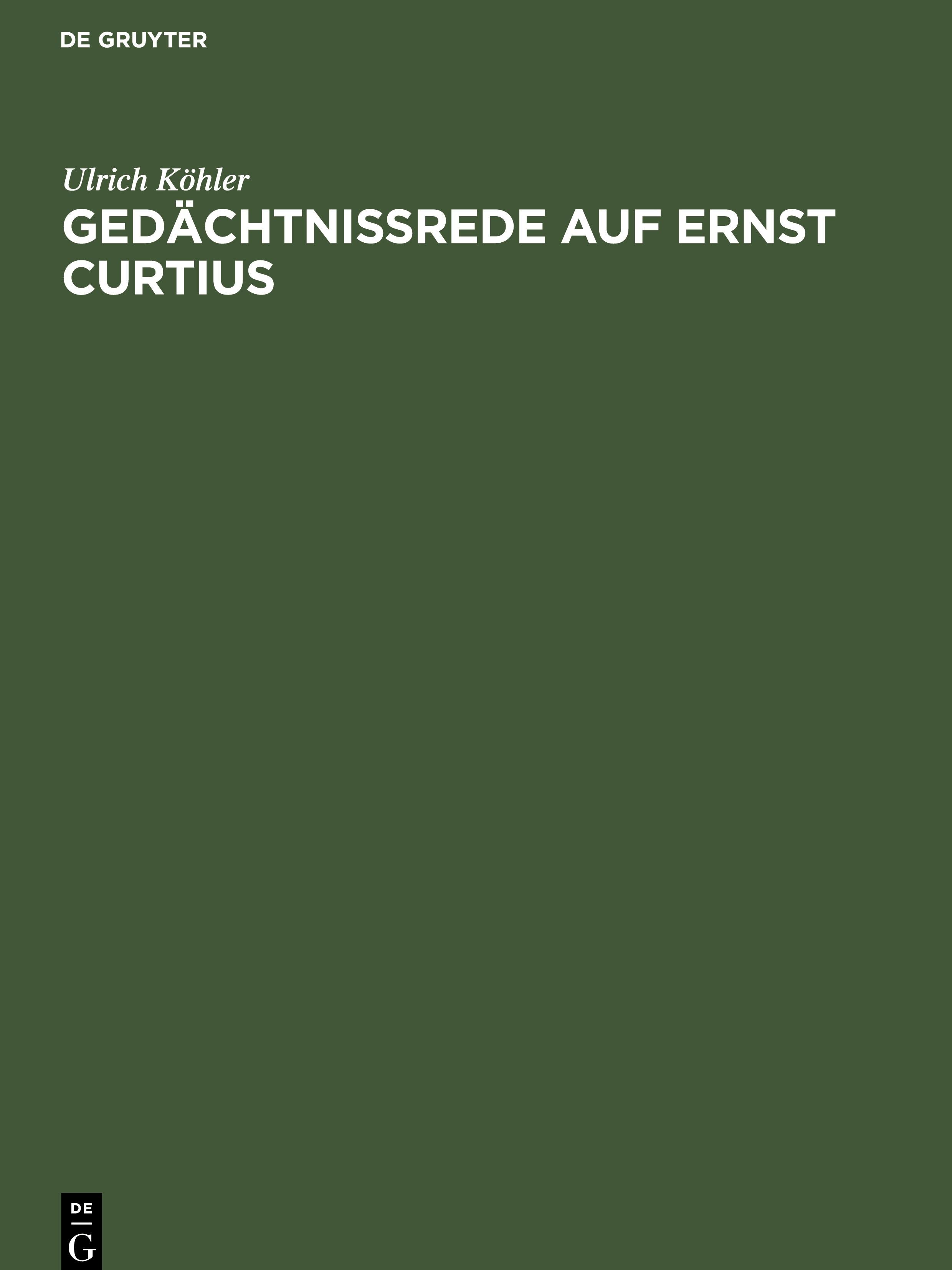 Gedächtnissrede auf Ernst Curtius