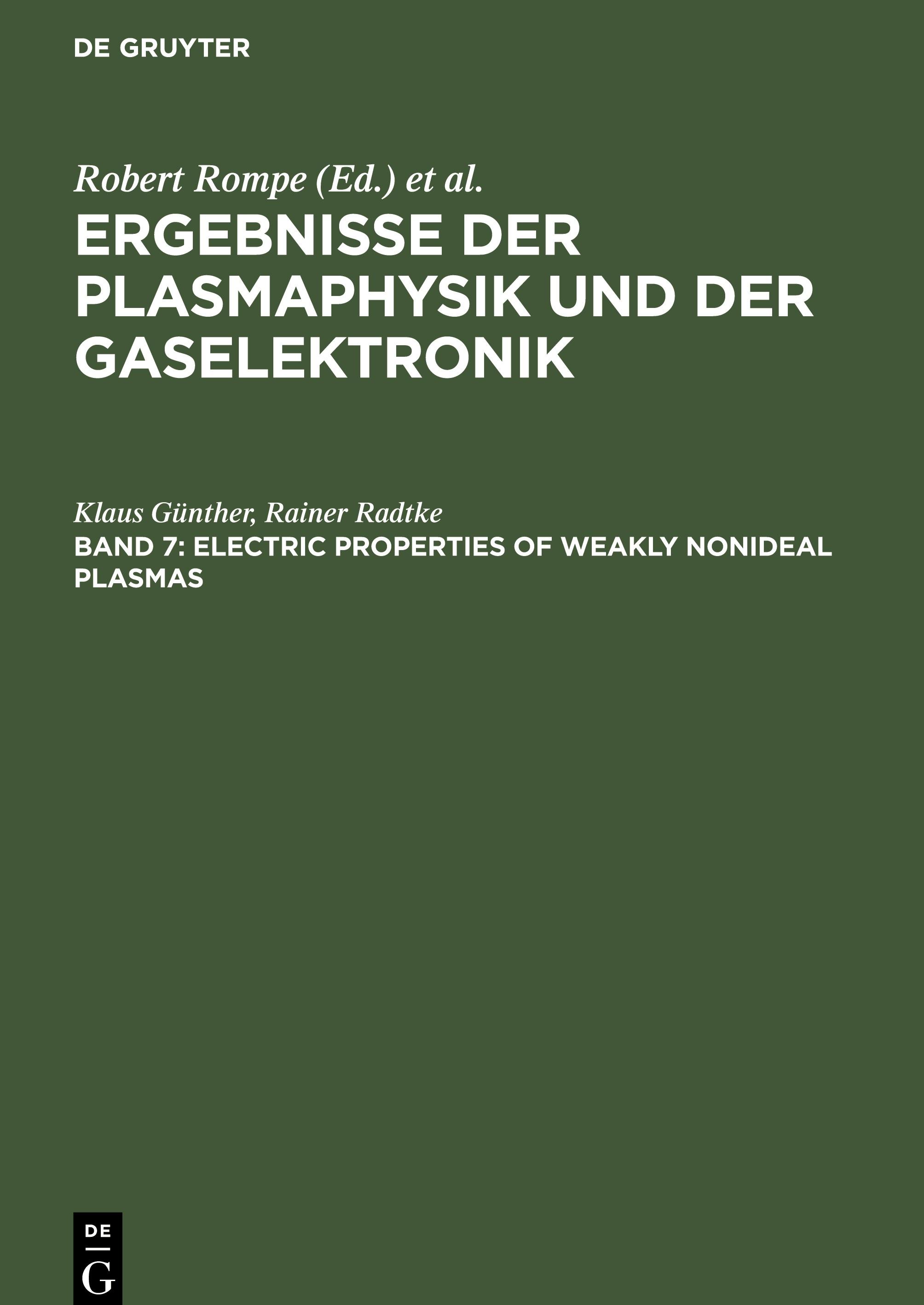 Electric Properties of Weakly Nonideal Plasmas