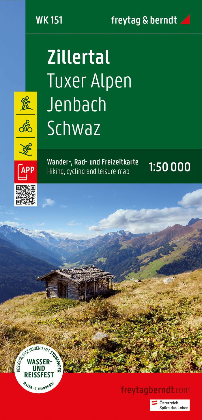 Zillertal, Wander-, Rad- und Freizeitkarte 1:50.000, freytag & berndt, WK 151