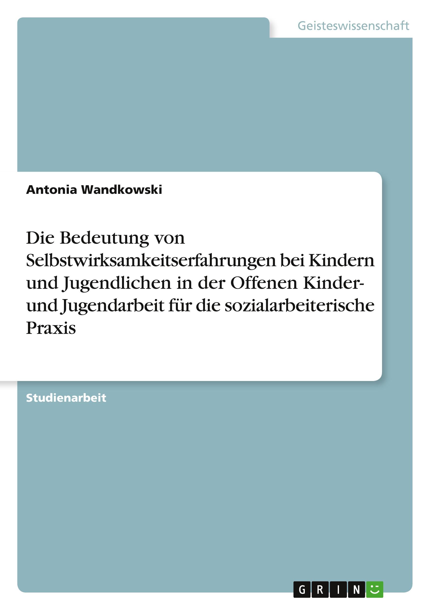 Die Bedeutung von Selbstwirksamkeitserfahrungen bei Kindern und Jugendlichen in der Offenen Kinder- und Jugendarbeit für die sozialarbeiterische Praxis