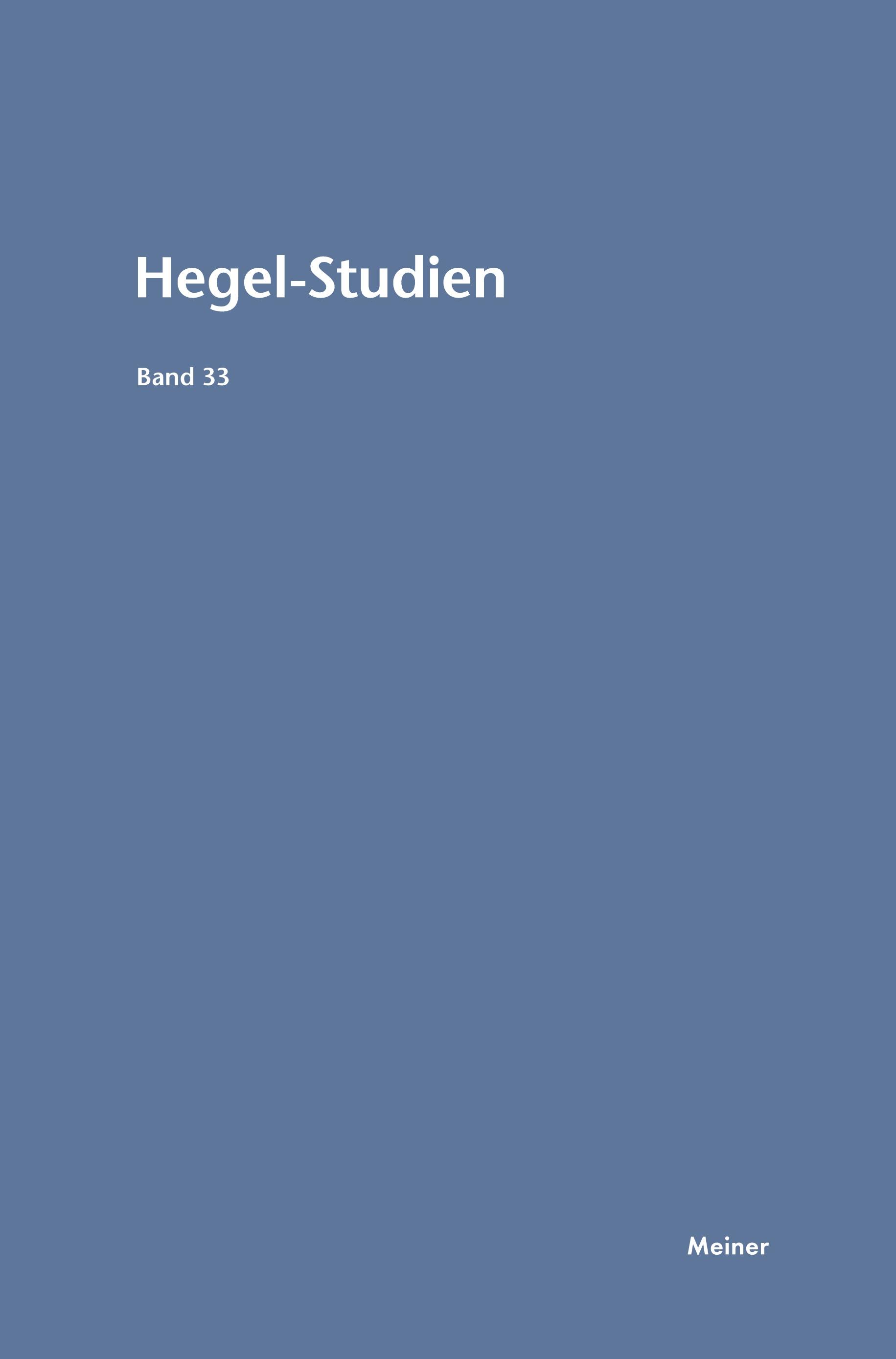 Hegel-Studien Band 33