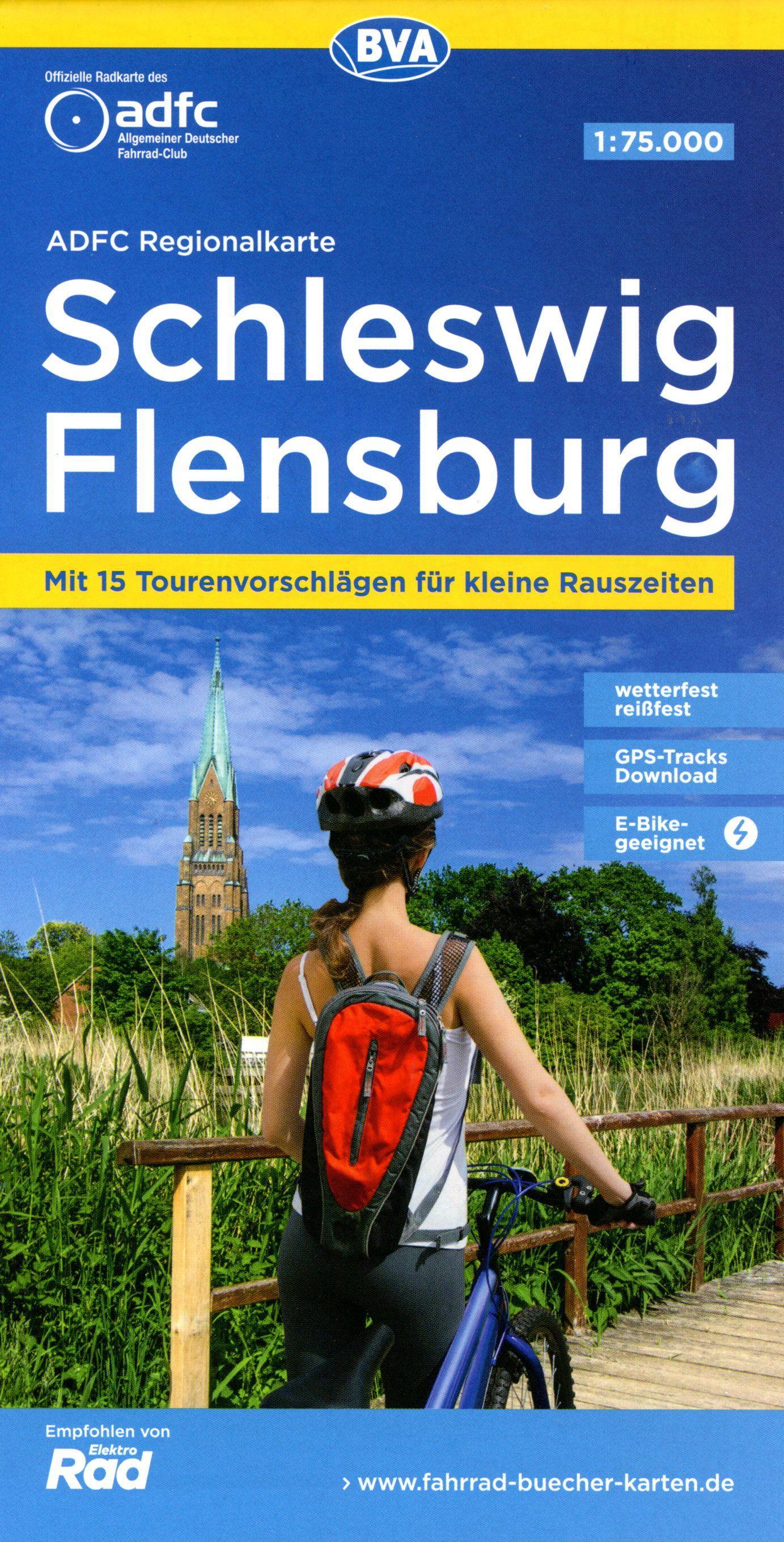 ADFC-Regionalkarte Schleswig Flensburg, 1:75.000, mit Tagestourenvorschlägen, reiß- und wetterfest, E-Bike-geeignet, GPS-Tracks Download