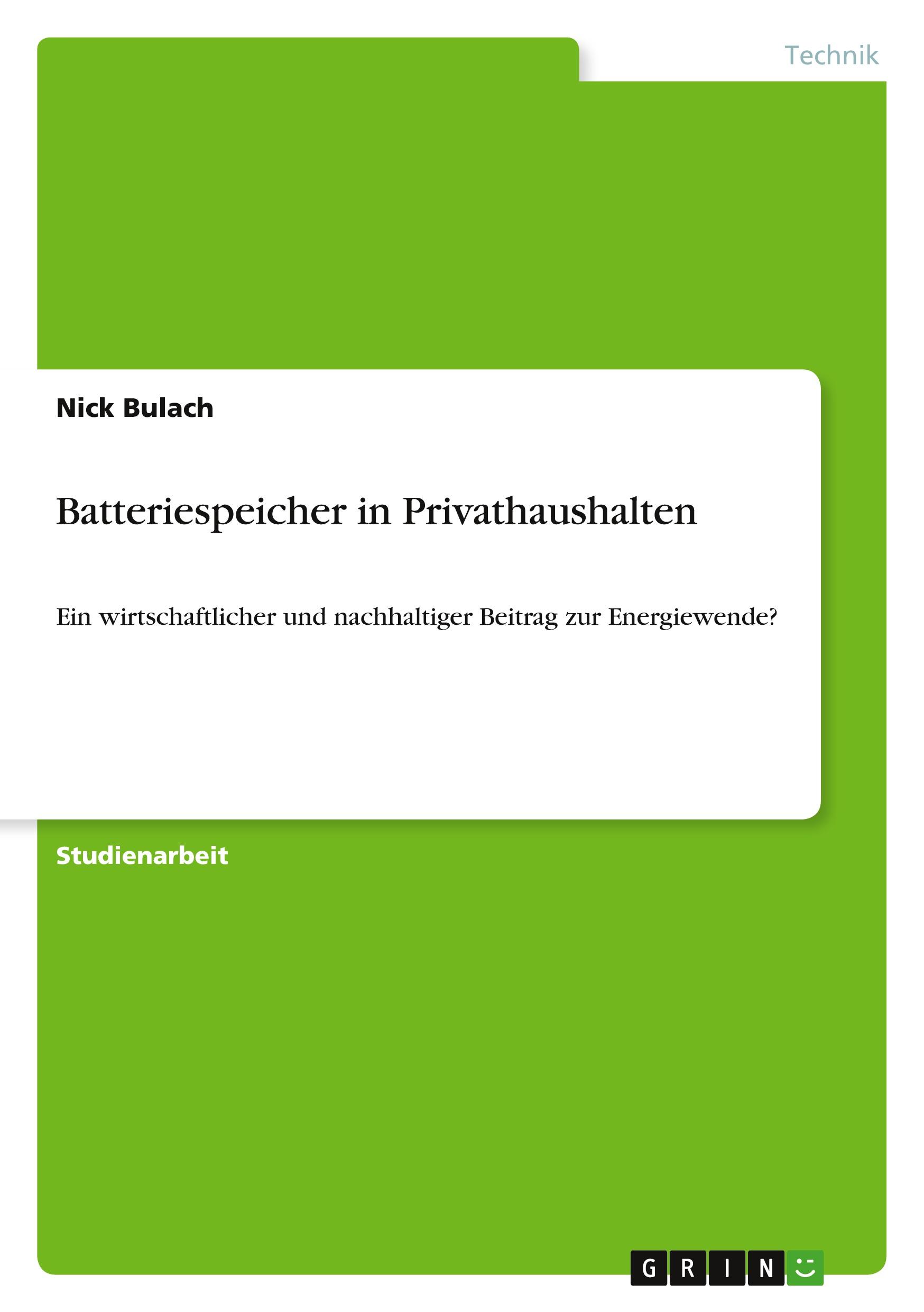 Batteriespeicher in Privathaushalten