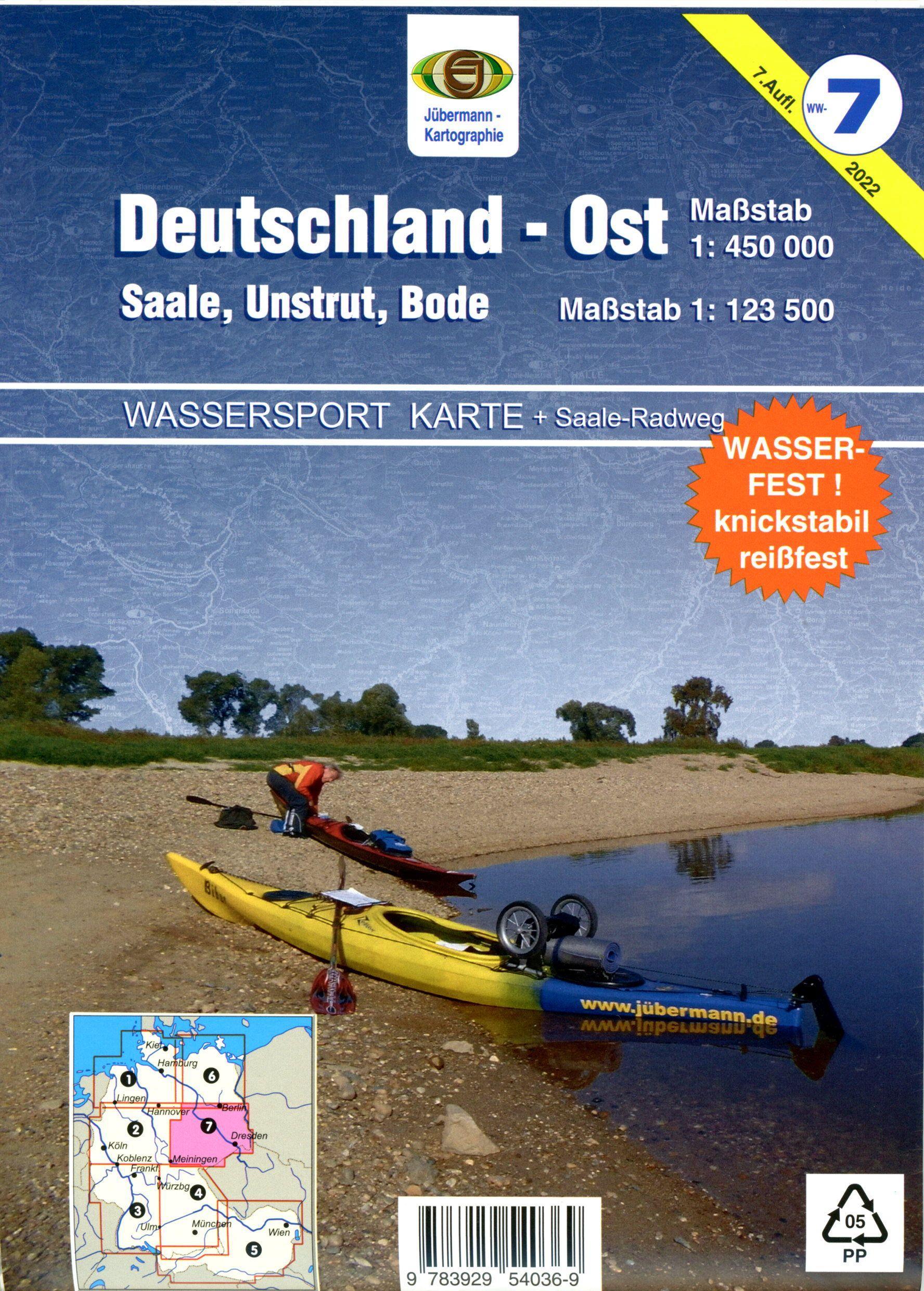 Wassersport-Wanderkarte / Deutschland Ost für Kanu- und Rudersport