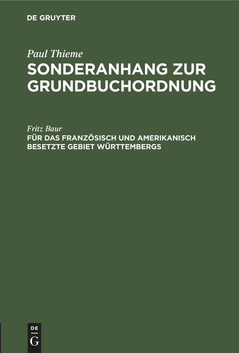 Für das französisch und amerikanisch besetzte Gebiet Württembergs