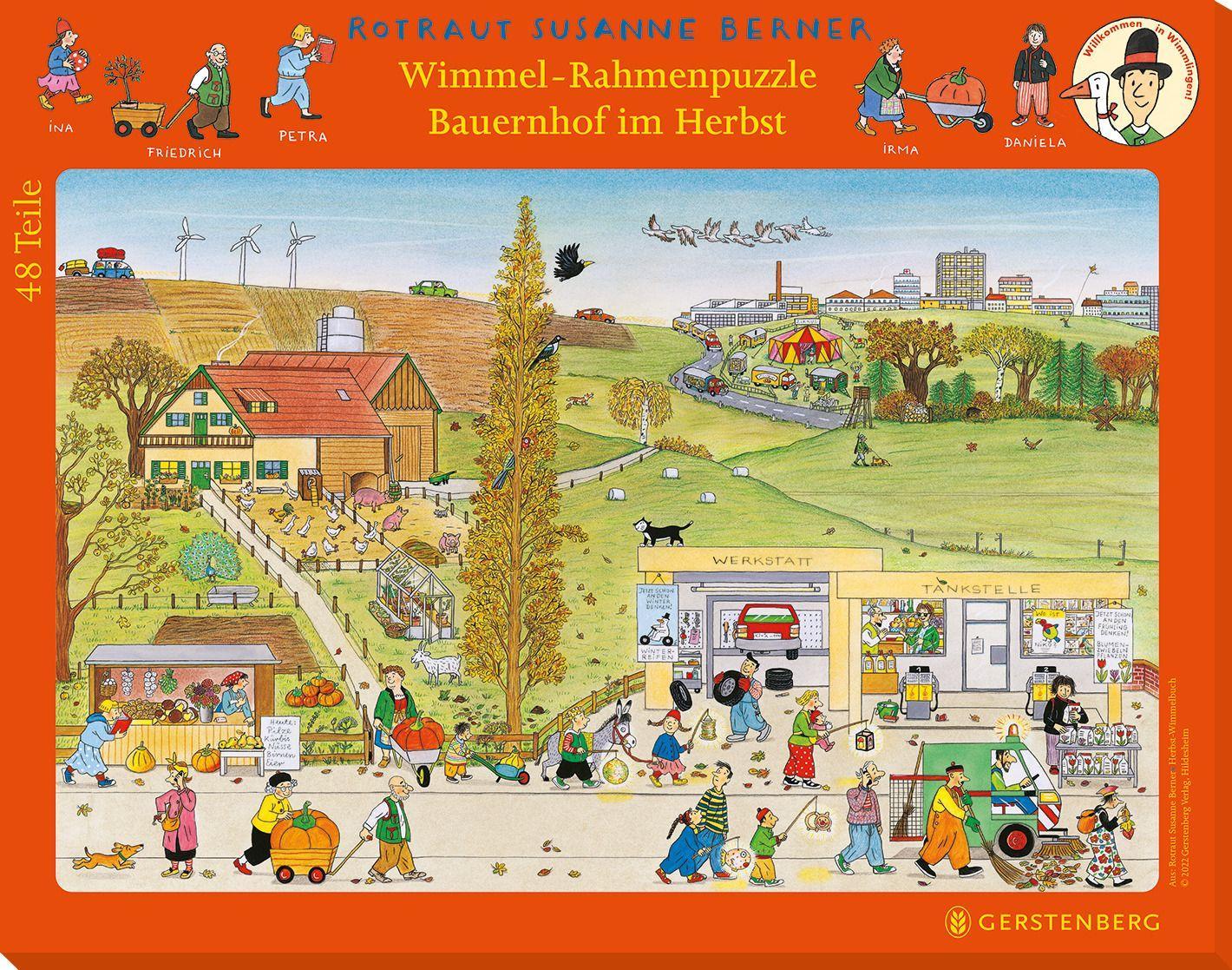 Wimmel-Rahmenpuzzle Herbst Motiv Bauernhof