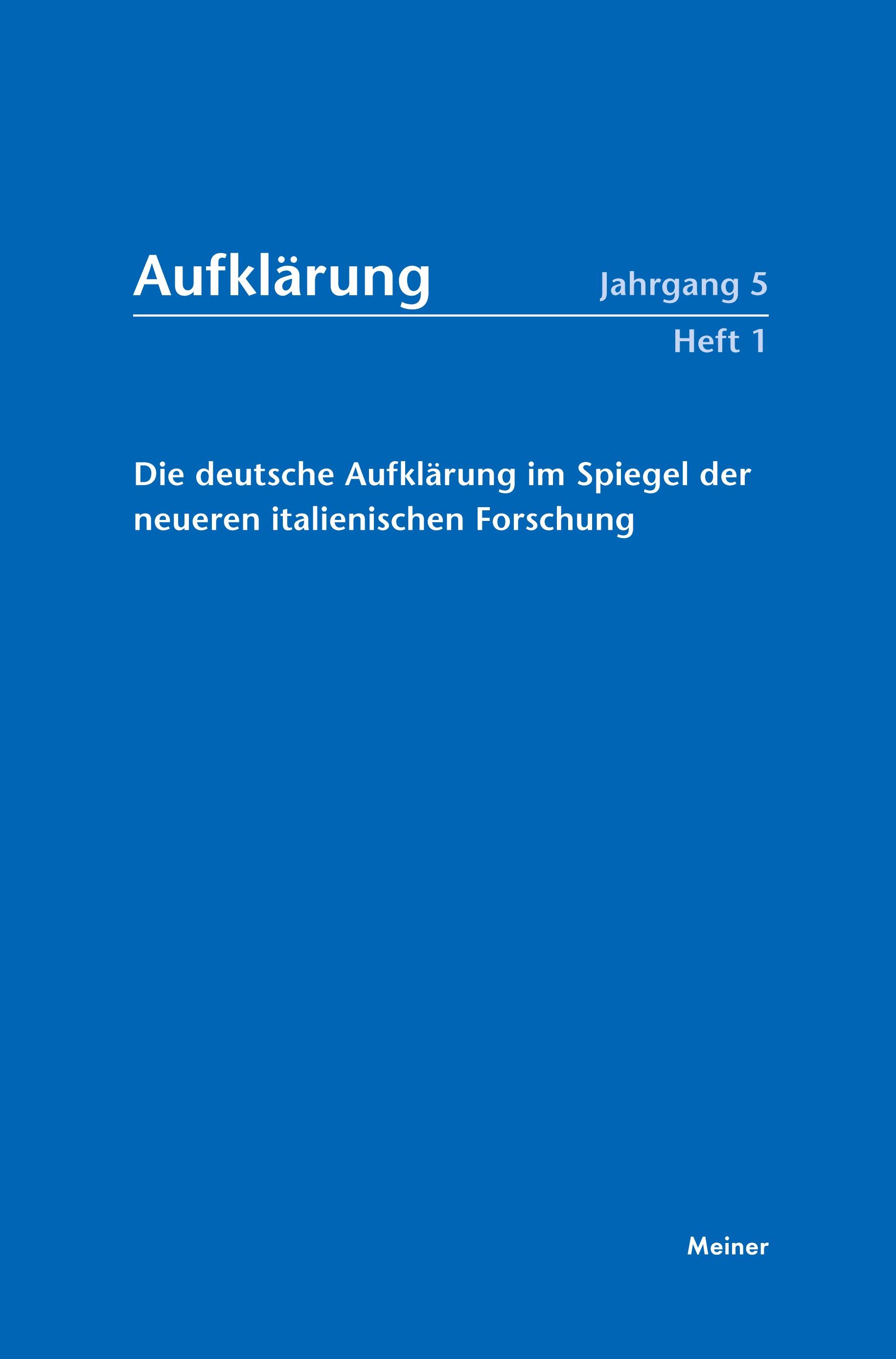 Die deutsche Aufklärung im Spiegel der neueren italienischen Forschung