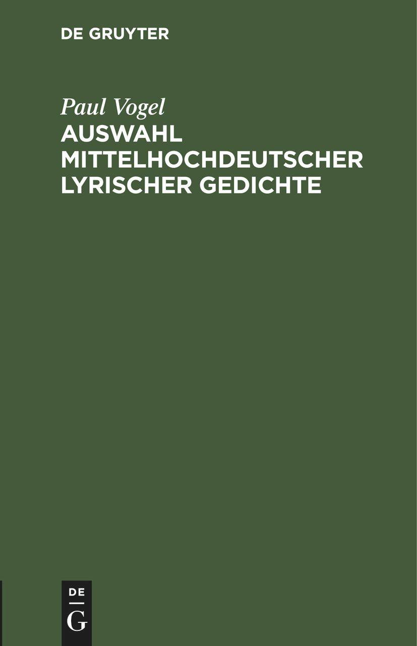 Auswahl mittelhochdeutscher lyrischer Gedichte