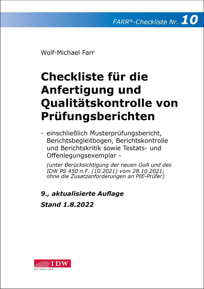 Checkliste 10 für die Anfertigung und Qualitätskontrolle von Prüfungsberichten