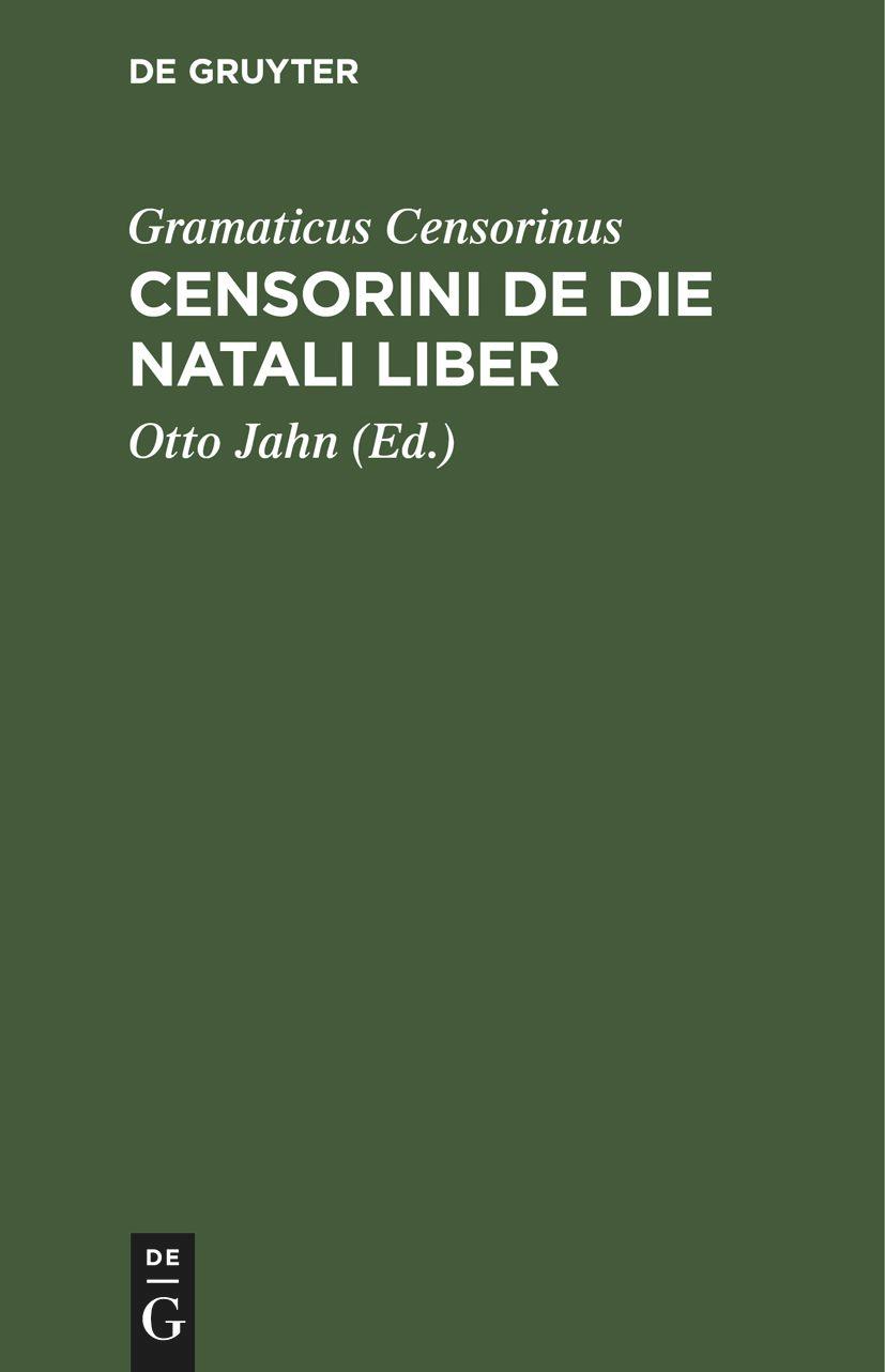 Censorini De die natali liber