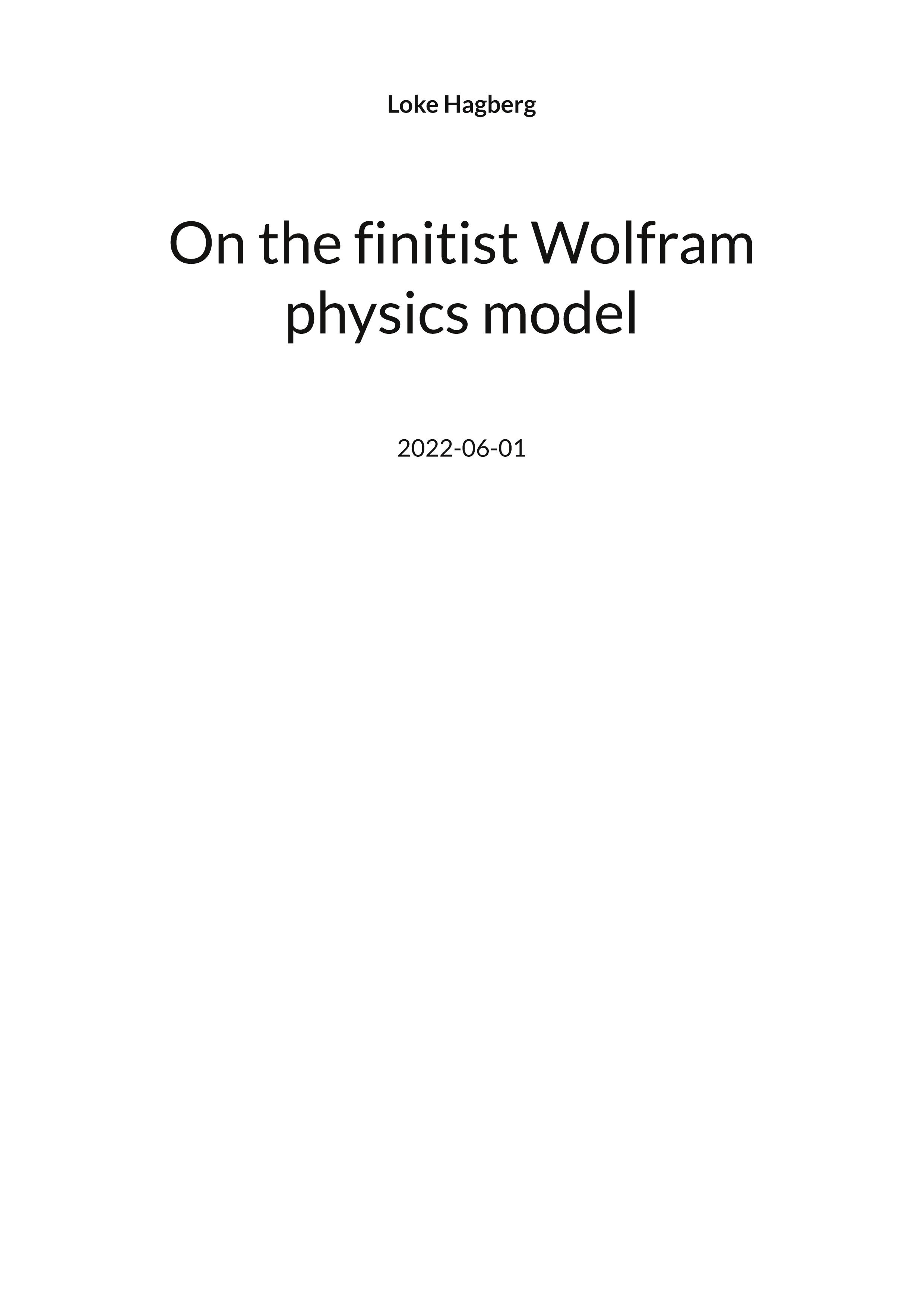 On the finitist Wolfram physics model