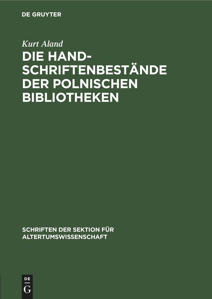 Die Handschriftenbestände der polnischen Bibliotheken