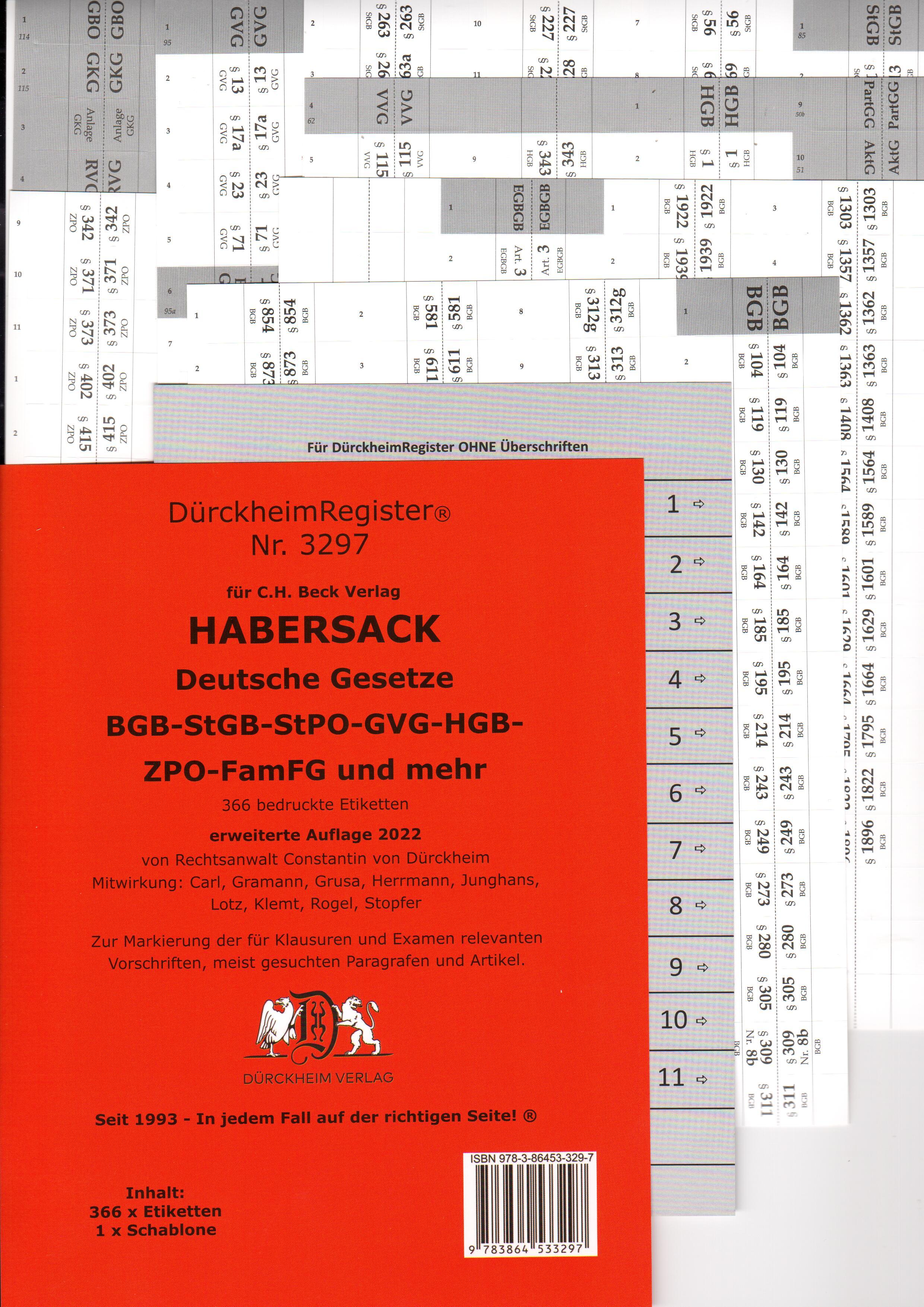 DürckheimRegister® HABERSACK Gesetze und §§