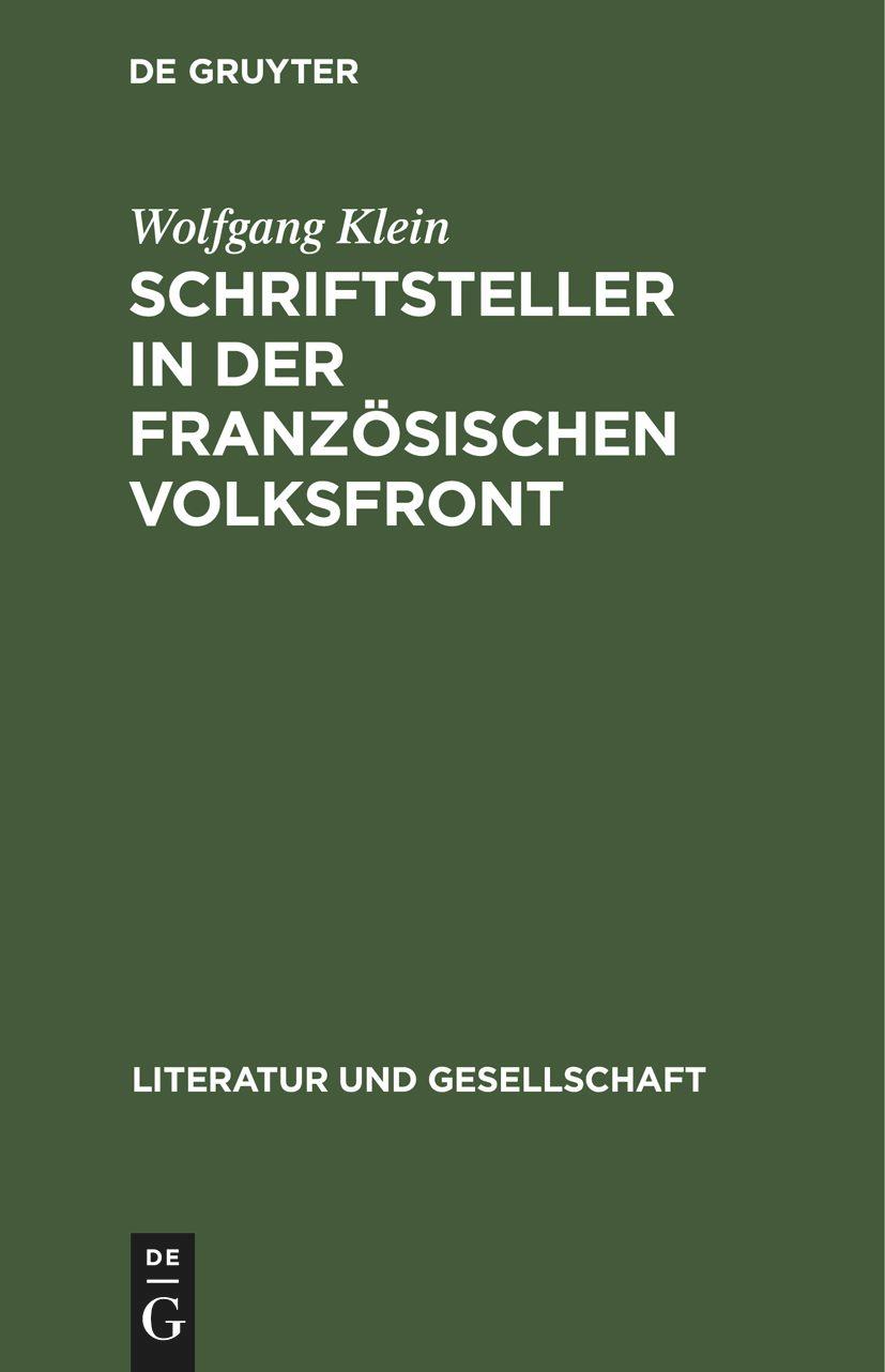 Schriftsteller in der französischen Volksfront