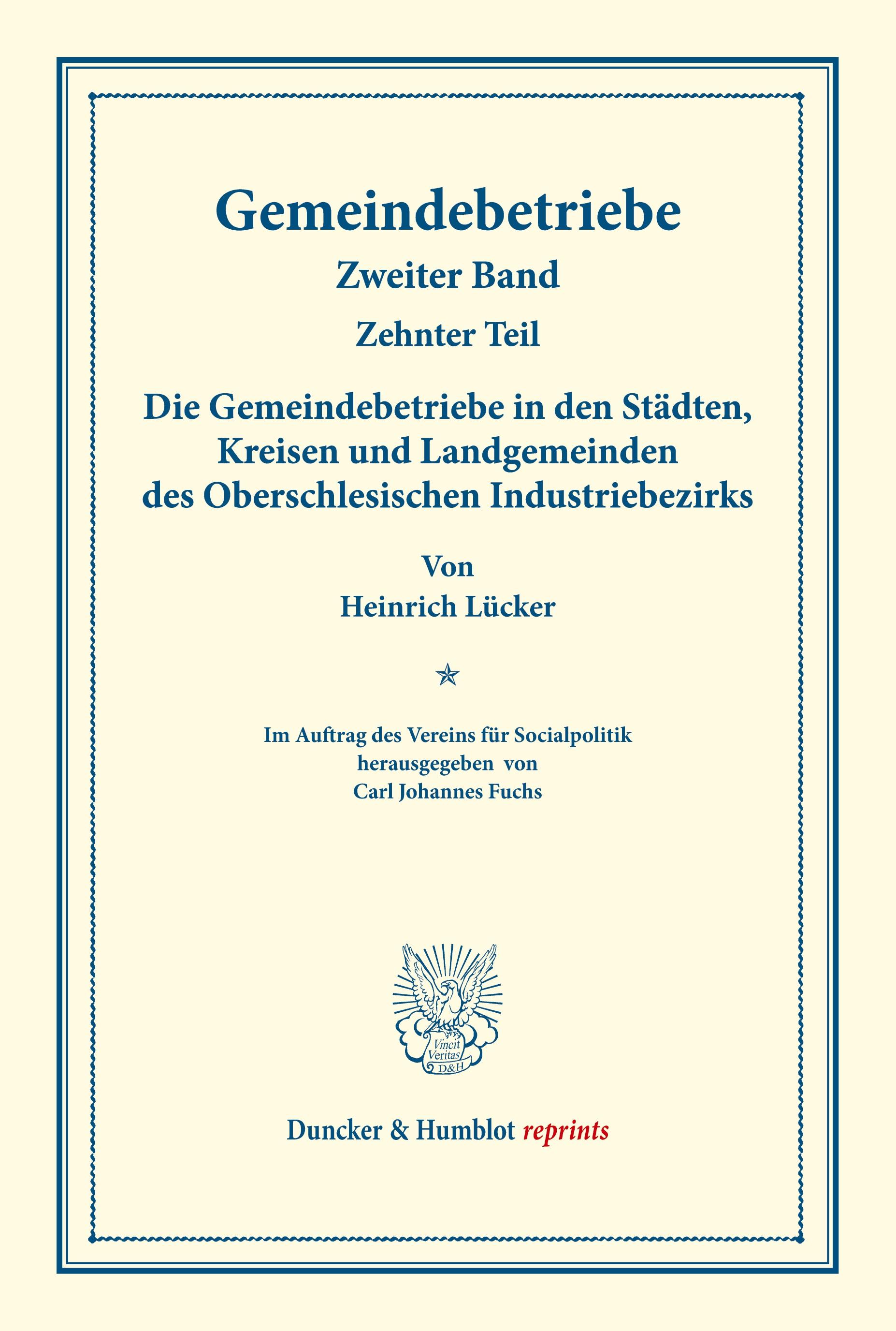 Die Gemeindebetriebe in den Städten, Kreisen und Landgemeinden des Oberschlesischen Industriebezirks.