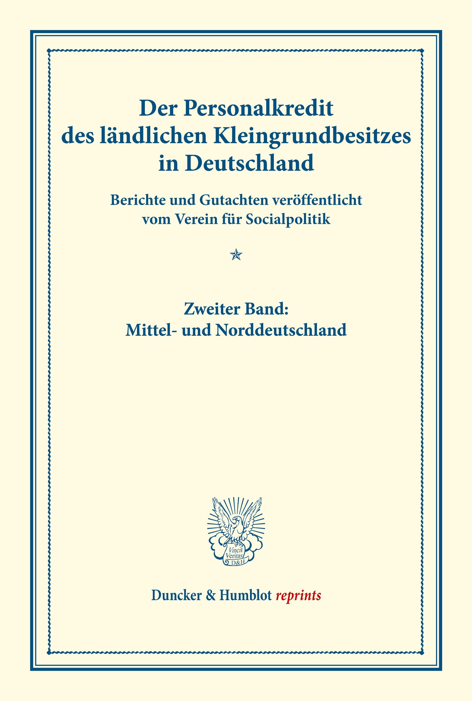 Der Personalkredit des ländlichen Kleingrundbesitzes in Deutschland.