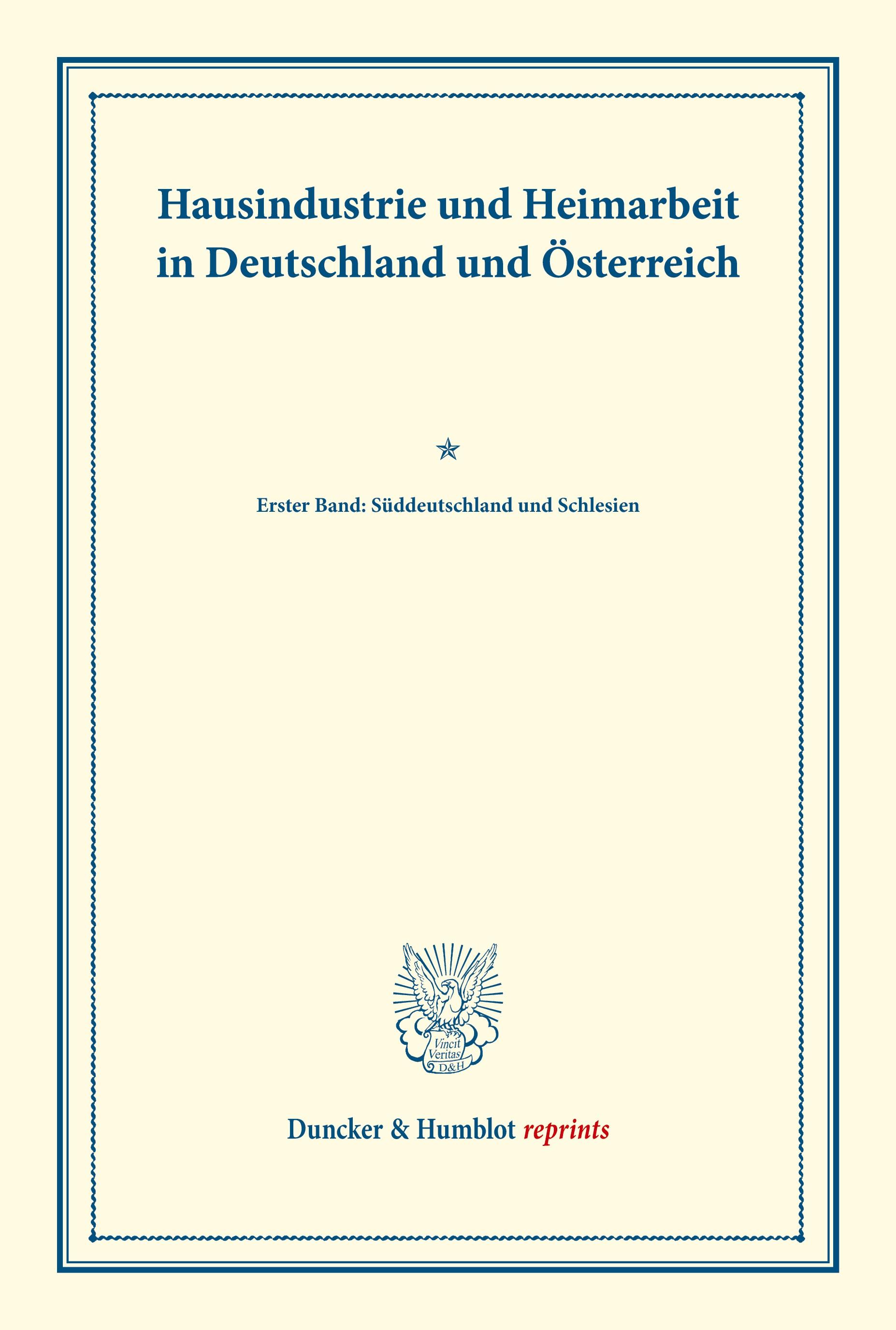 Hausindustrie und Heimarbeit in Deutschland und Österreich.