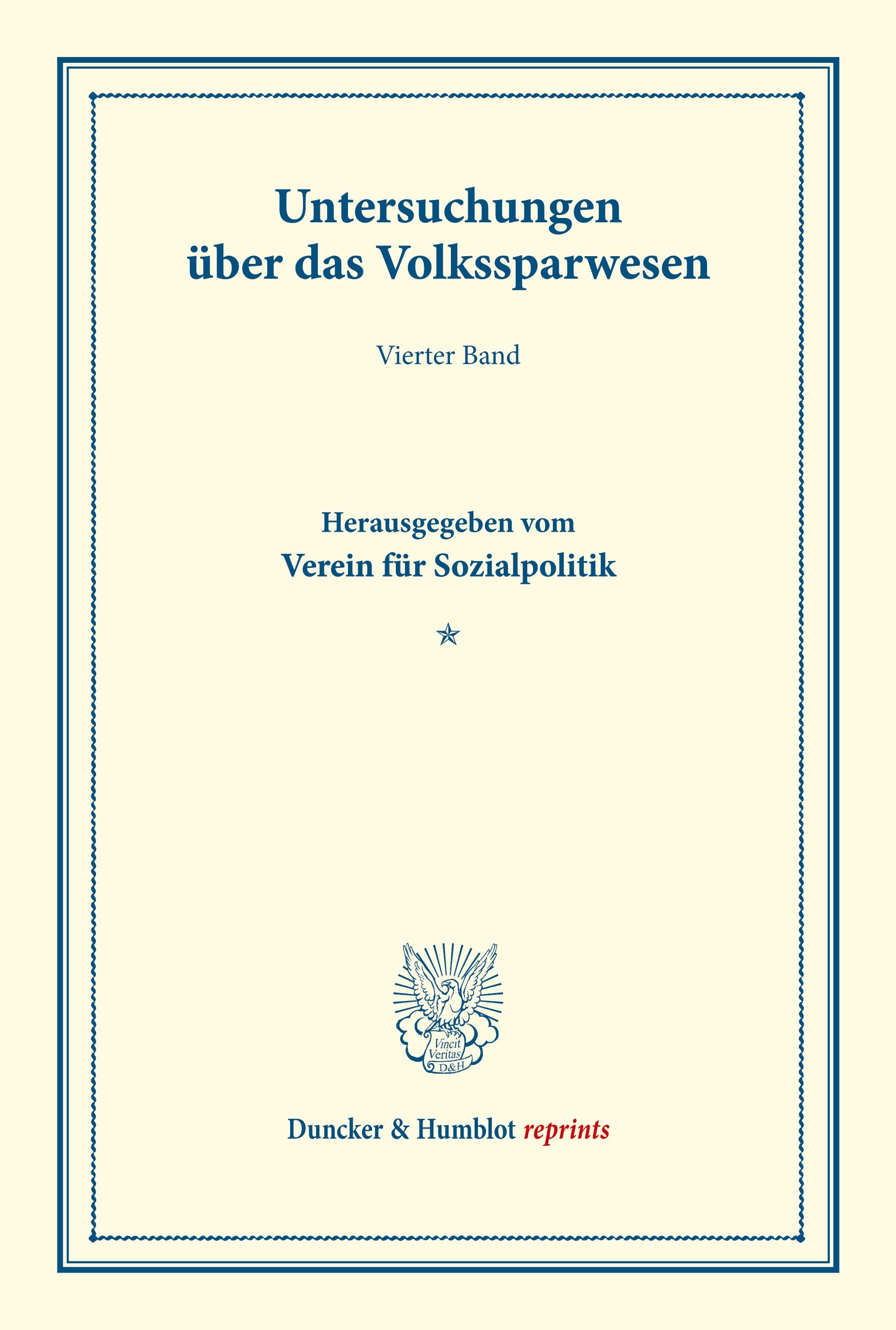 Untersuchungen über das Volkssparwesen.