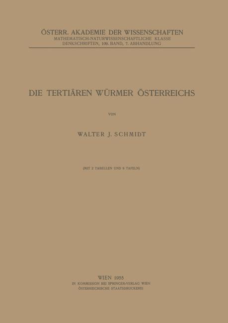 Die Tertiären Würmer Österreichs