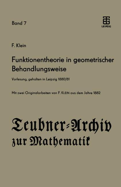 Funktionentheorie in geometrischer Behandlungsweise