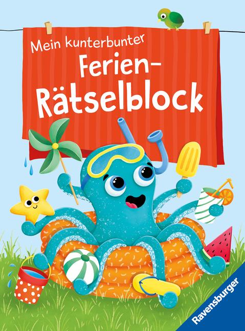 Ravensburger Mein kunterbunter Ferien-Rätselblock - Rätselspaß im Urlaub, auf Reisen oder Zuhause - Ferien Unterhaltung für Kinder von 7 bis 9 Jahren