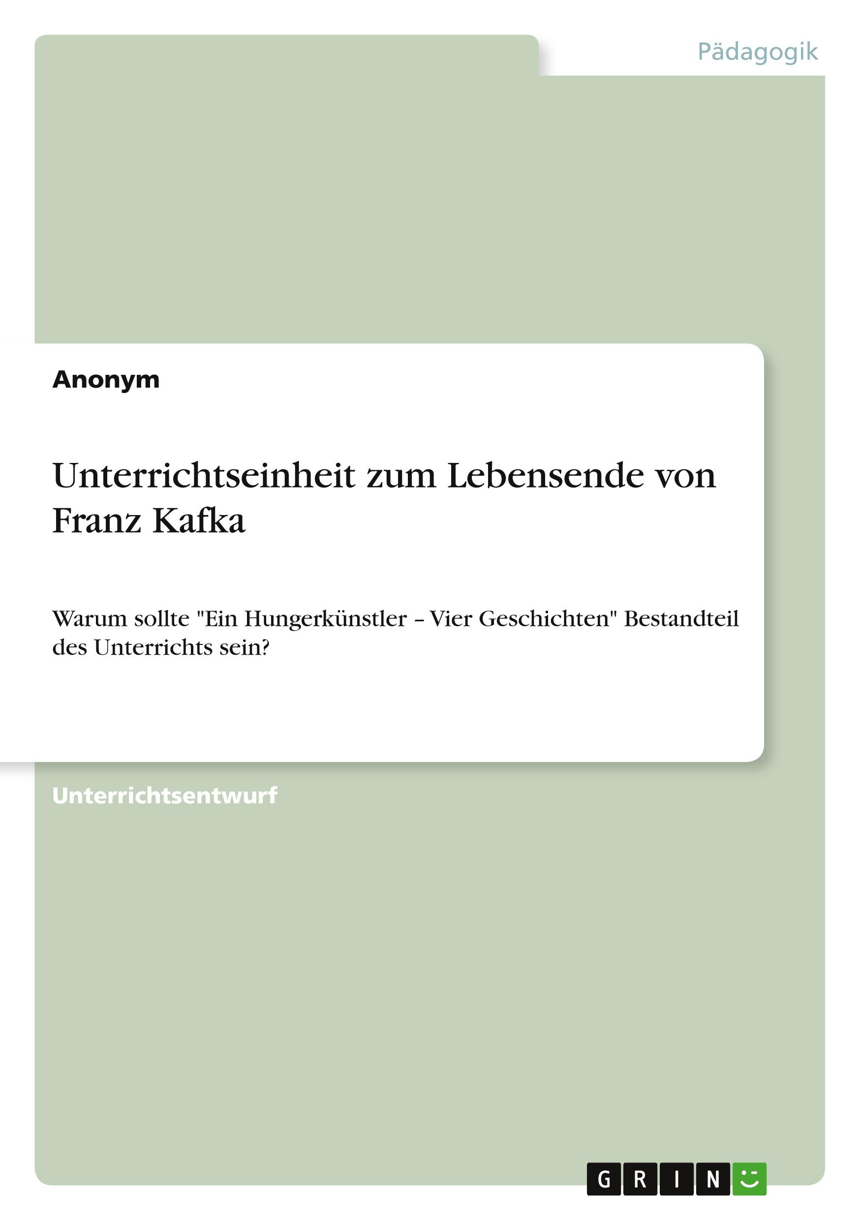 Unterrichtseinheit zum Lebensende von Franz Kafka. Das Motiv des leisen Verschwindens und das Symbol des Abschieds