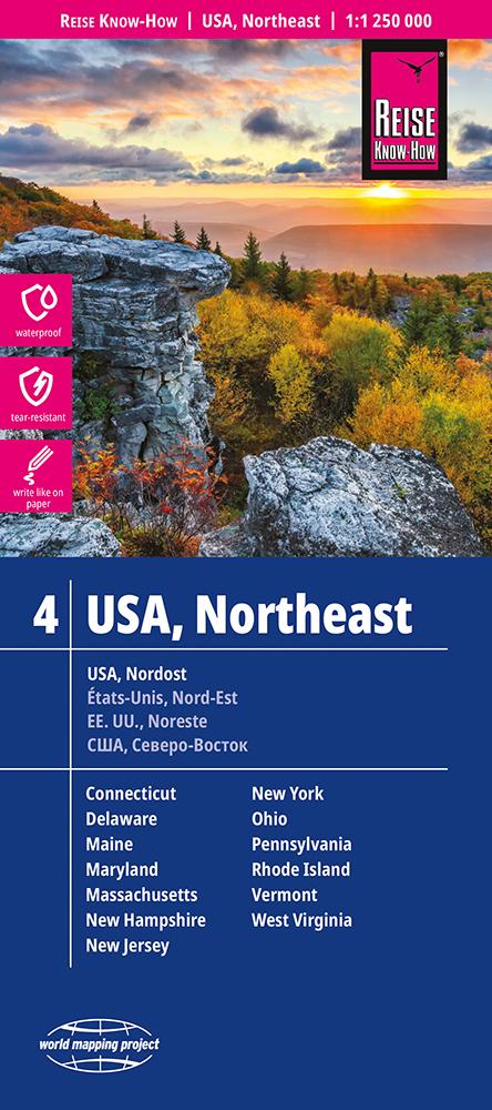 Reise Know-How Landkarte USA, Nordost / USA, Northeast  (1:1.250.000) : Maine, Maryland, New York, Ohio, West Virginia, ...