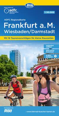 ADFC-Regionalkarte Frankfurt a. M. Wiesbaden /Darmstadt, 1:50.000, mit Tagestourenvorschlägen, reiß- und wetterfest, E-Bike-geeignet, GPS-Tracks-Download