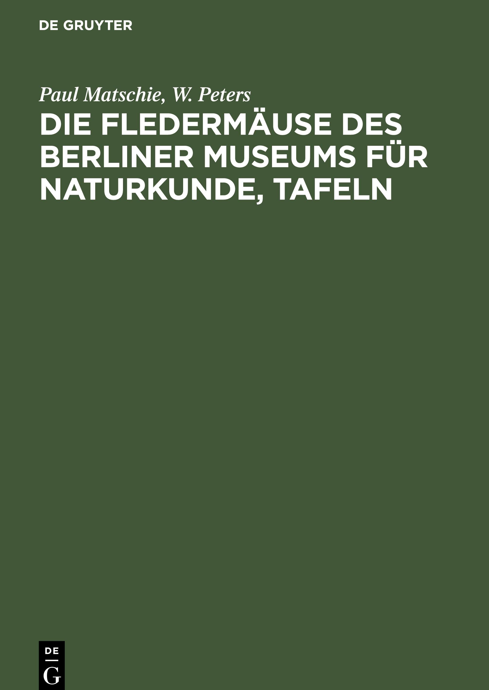 Die Fledermäuse des Berliner Museums für Naturkunde, Tafeln