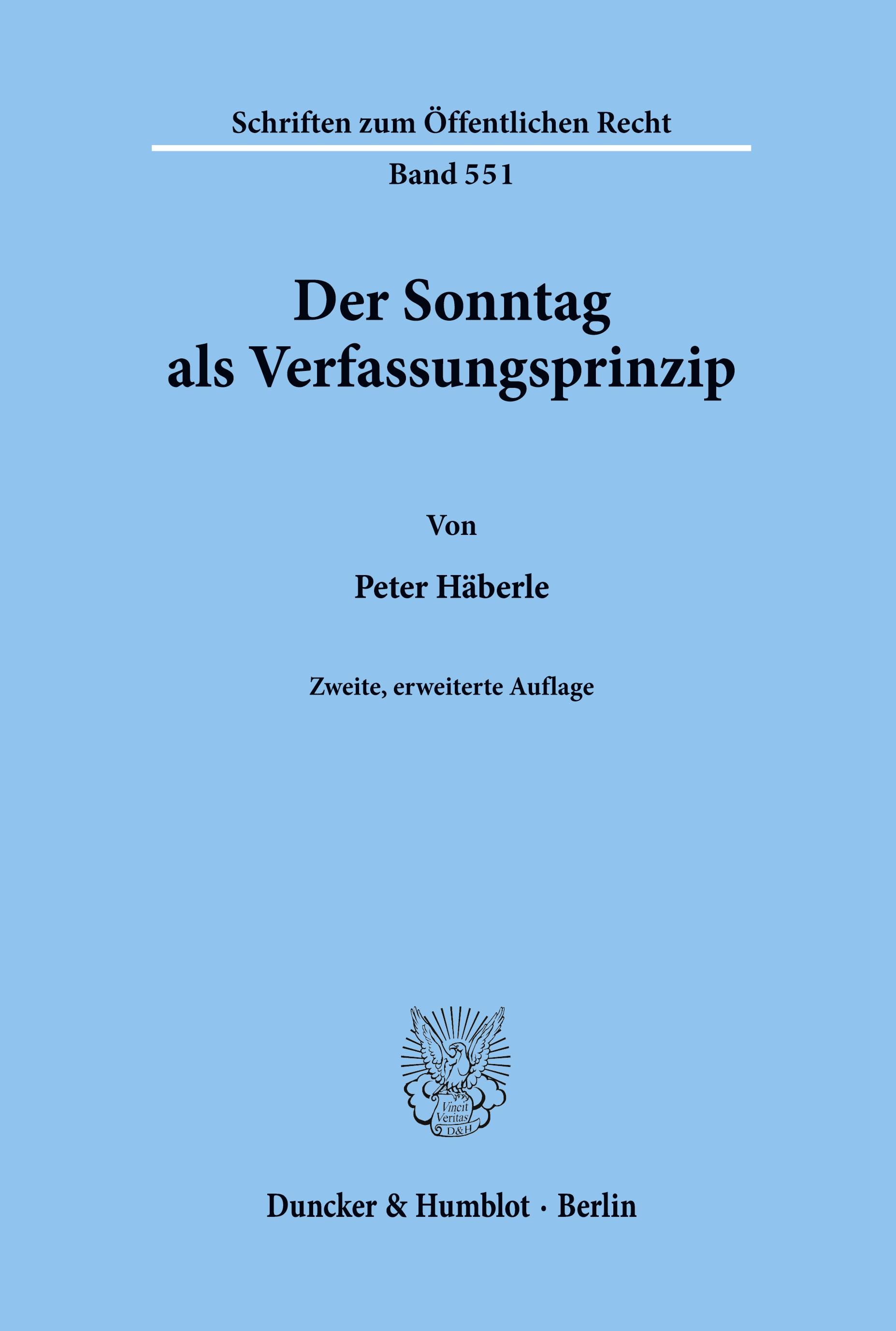 Der Sonntag als Verfassungsprinzip.