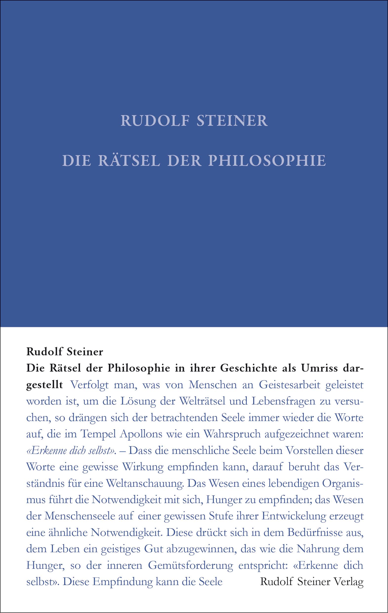 Die Rätsel der Philosophie in ihrer Geschichte als Umriss dargestellt