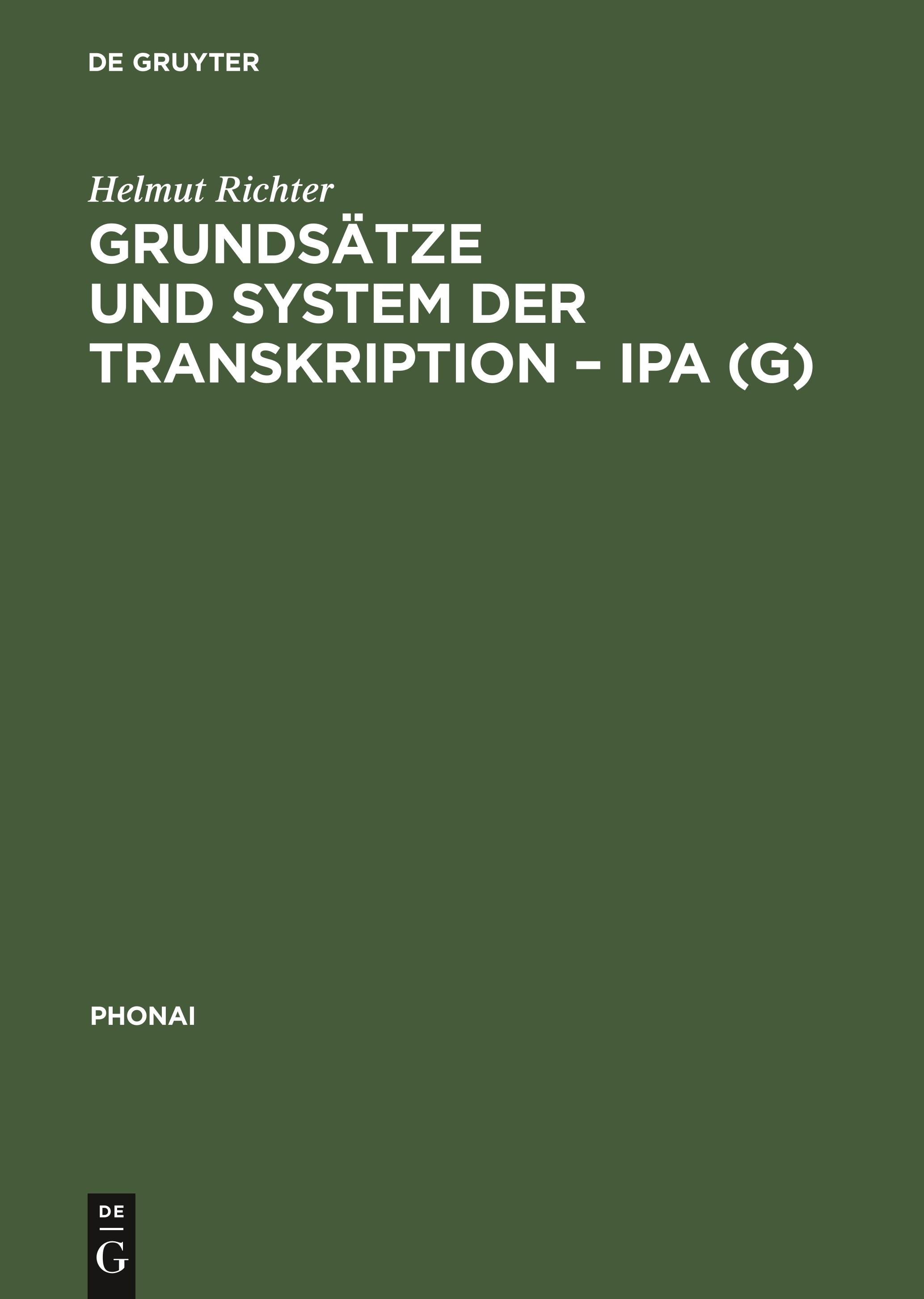 Grundsätze und System der Transkription ¿ IPA (G)