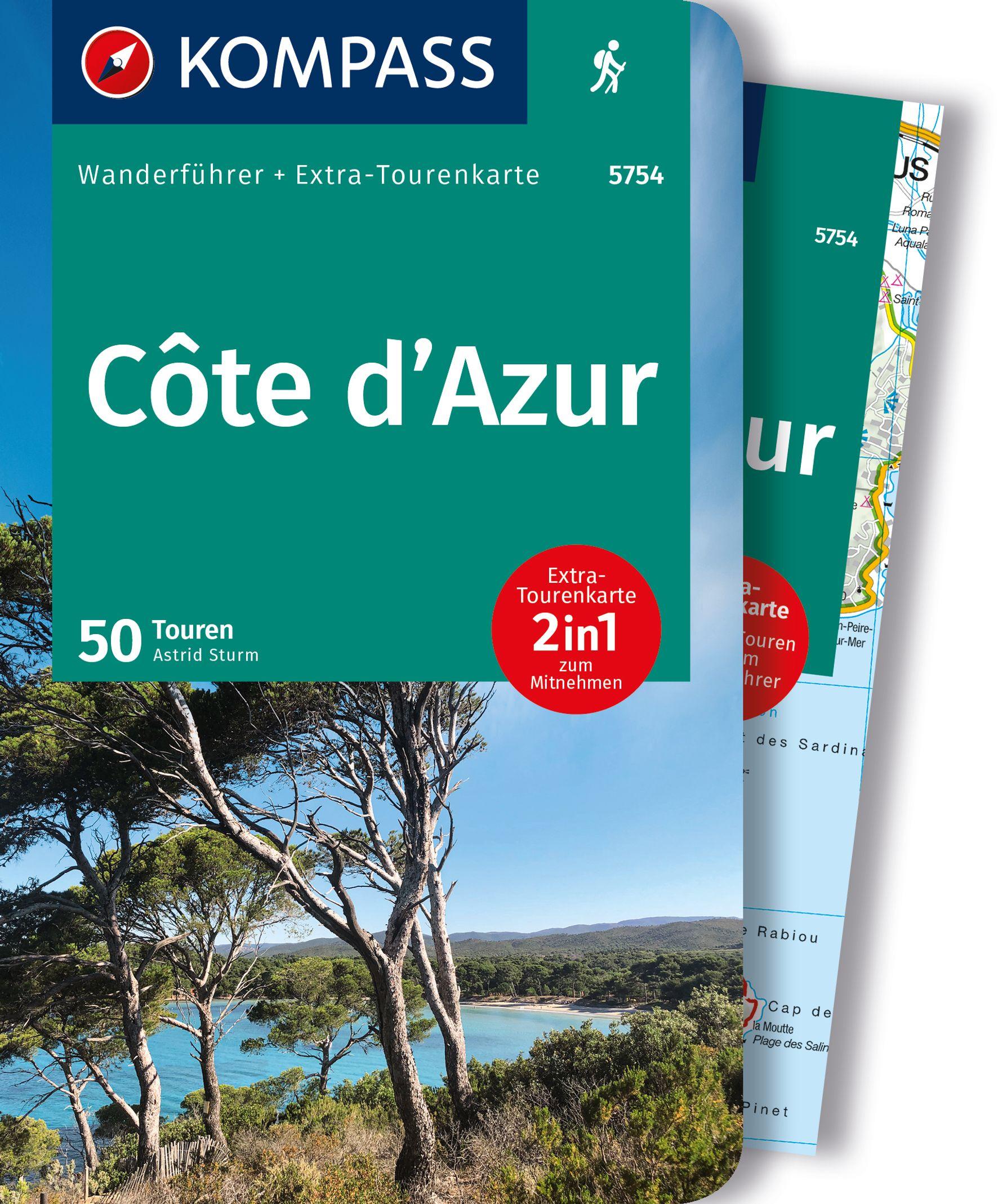 KOMPASS Wanderführer Côte d'Azur, Die schönsten Küsten- und Bergwanderungen, 50 Touren mit Extra-Tourenkarte