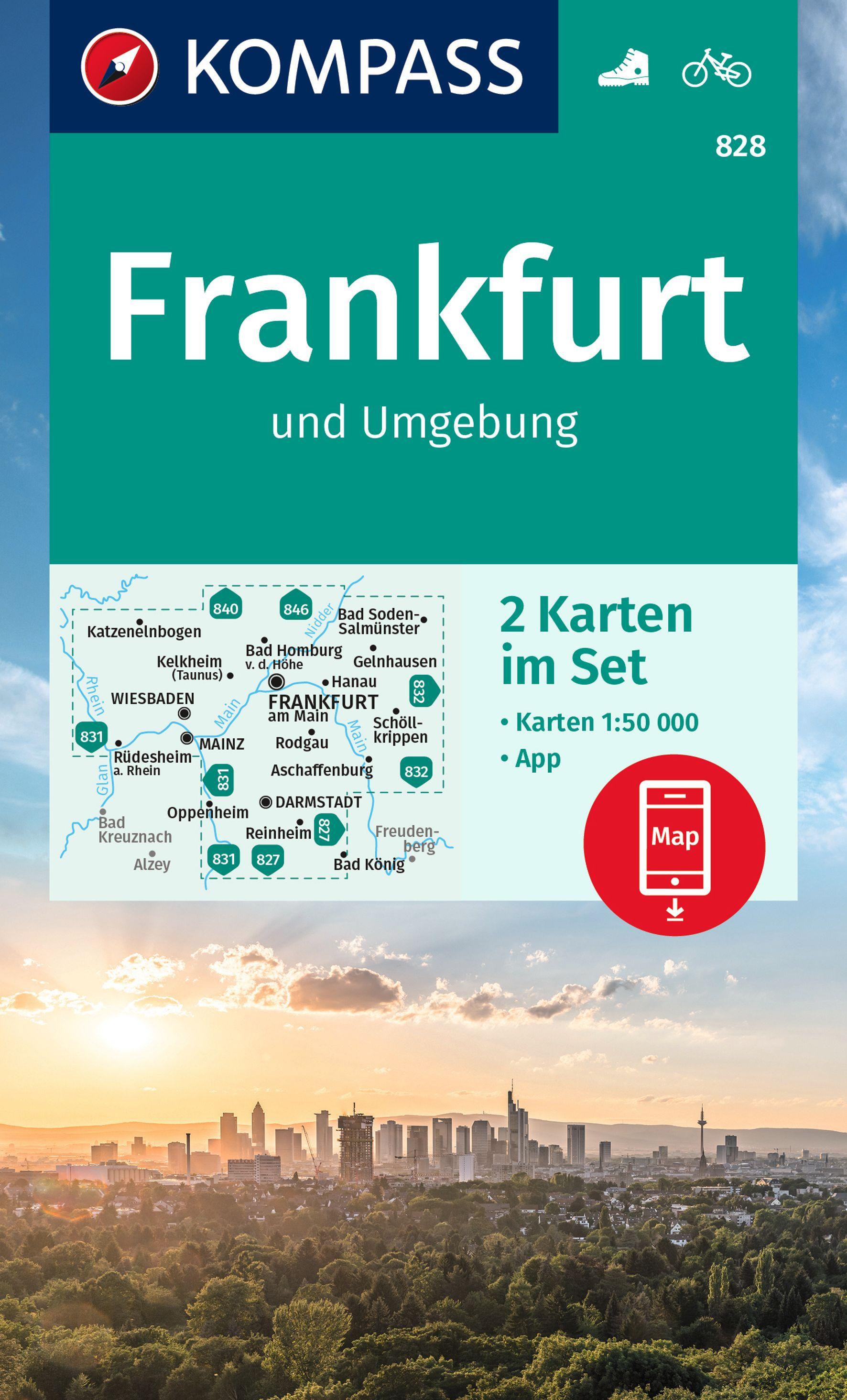 KOMPASS Wanderkarten-Set 828 Frankfurt u.Umgebung (2 Karten) 1:50.000