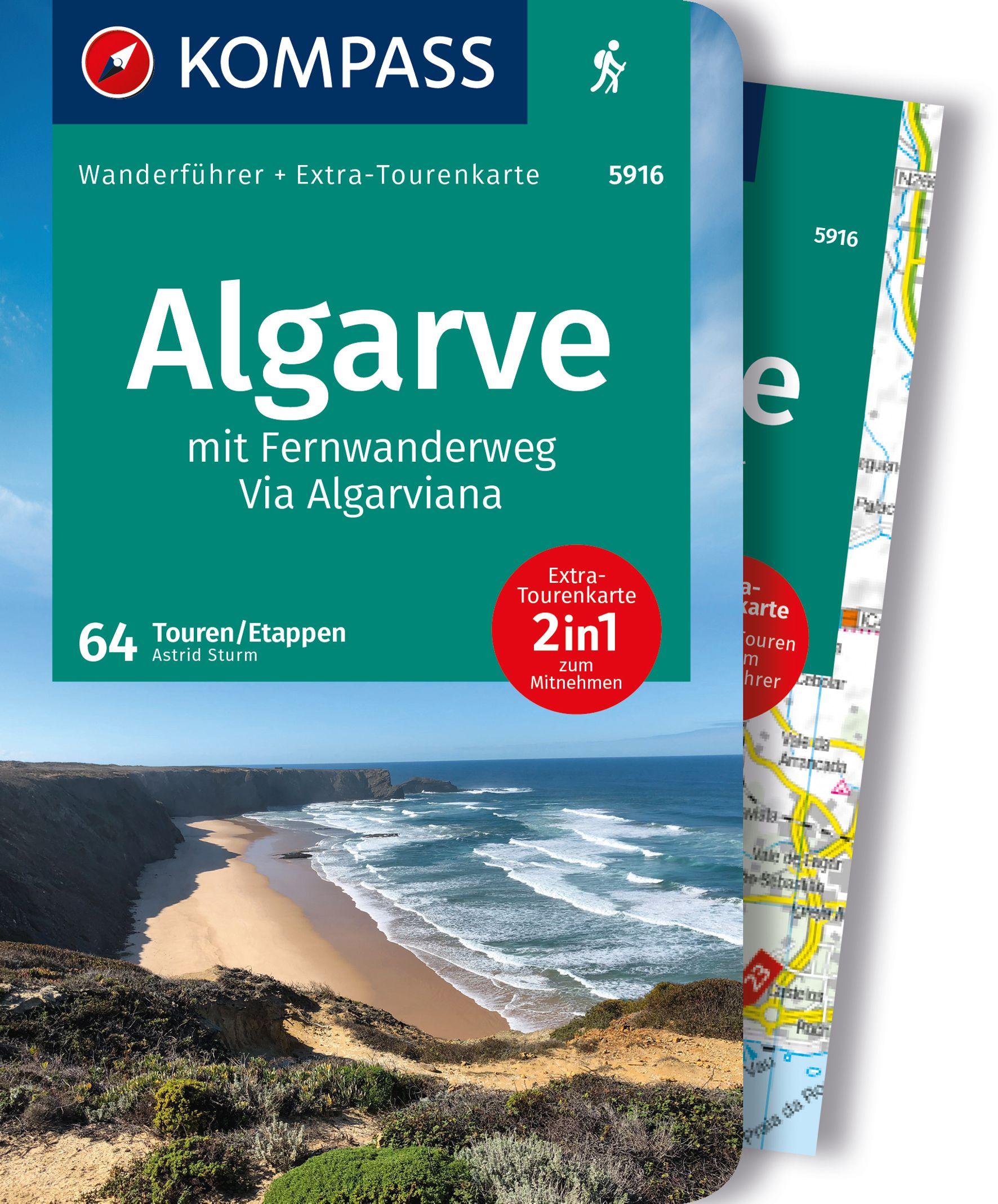 KOMPASS Wanderführer Algarve mit Fernwanderweg Via Algarviana, 64 Touren / Etappen mit Extra-Tourenkarte