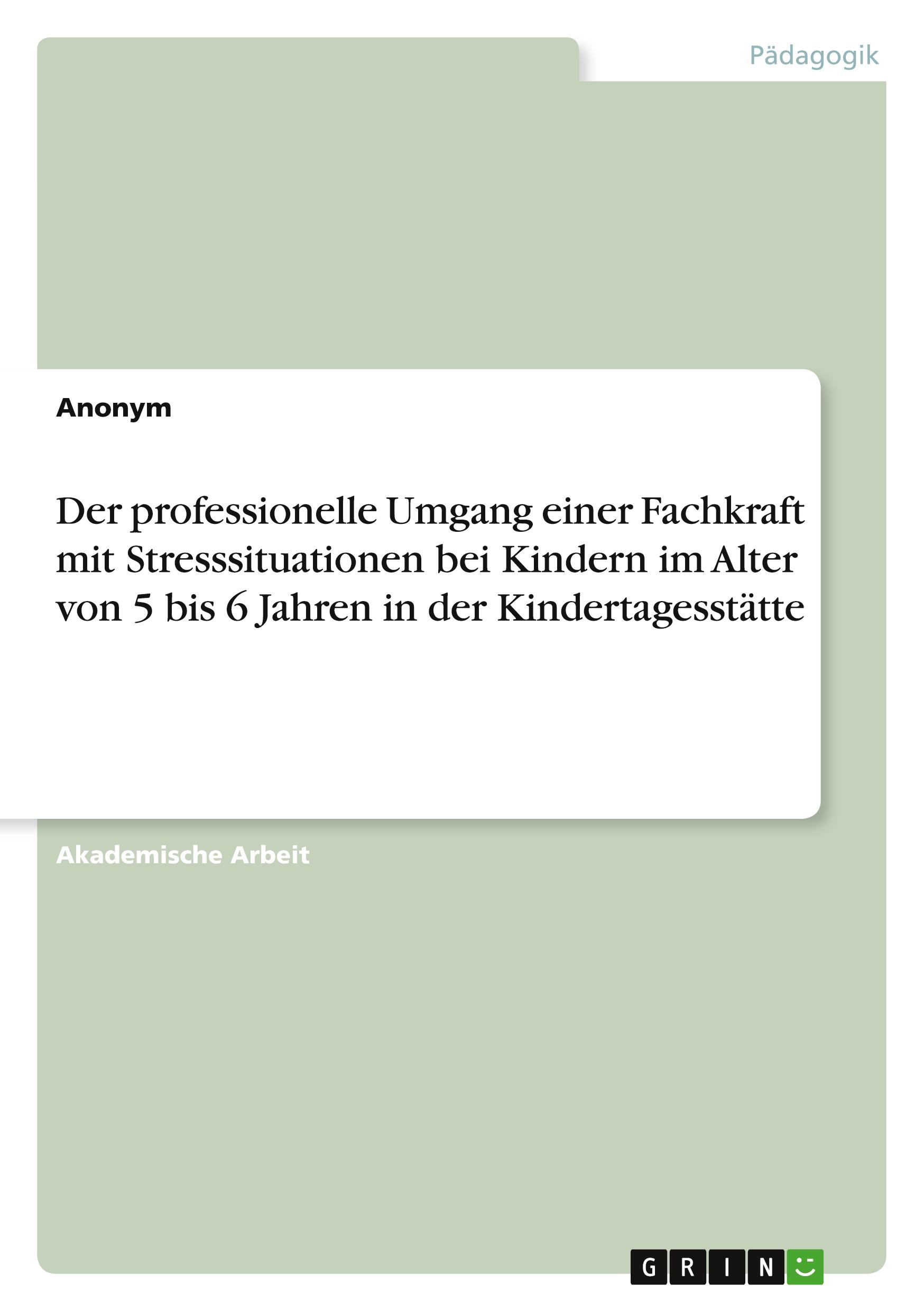 Der professionelle Umgang einer Fachkraft mit Stresssituationen bei Kindern im Alter von 5 bis 6 Jahren in der Kindertagesstätte