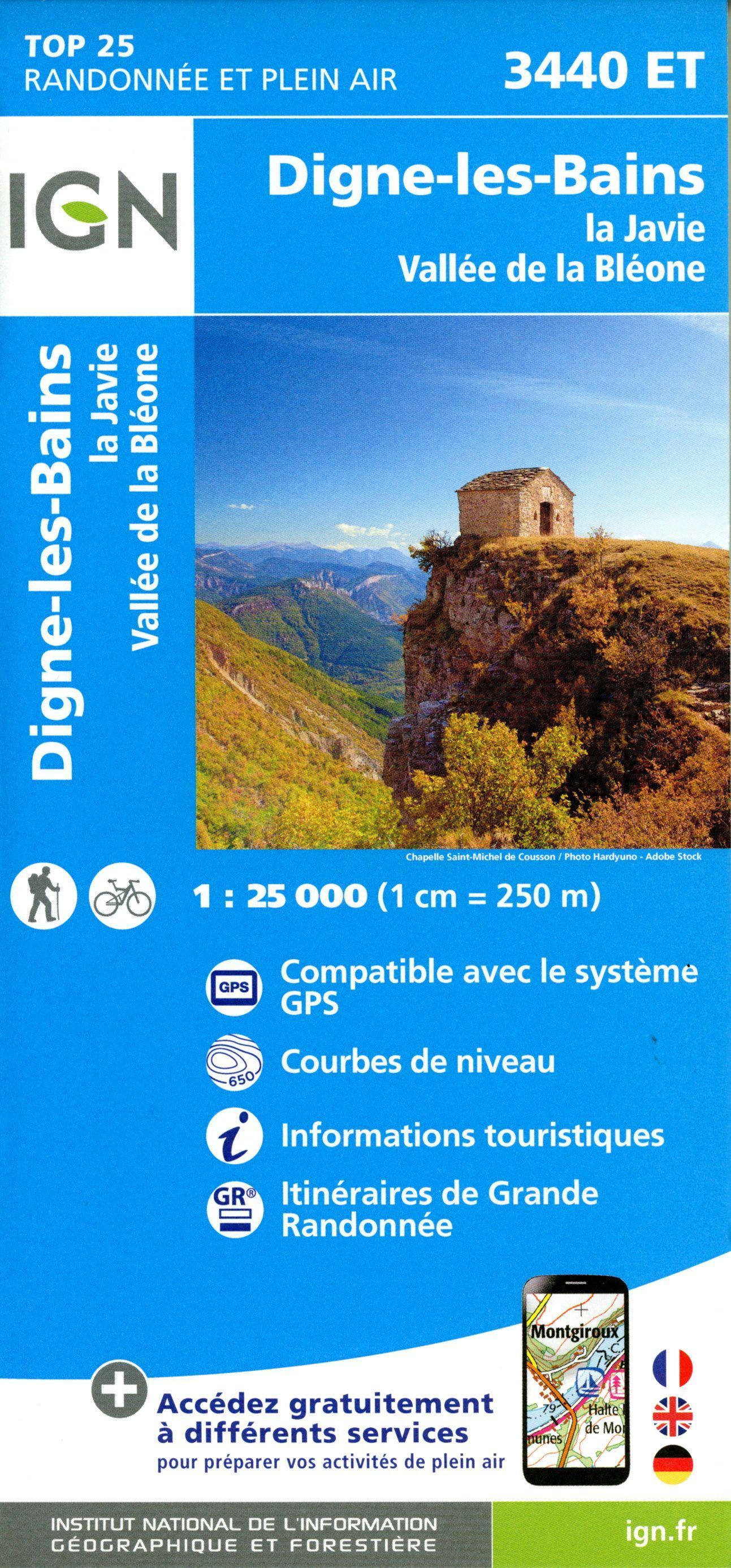 Digne-les-Bains  - La Javie - Vallée de la Bléone 1:25 000