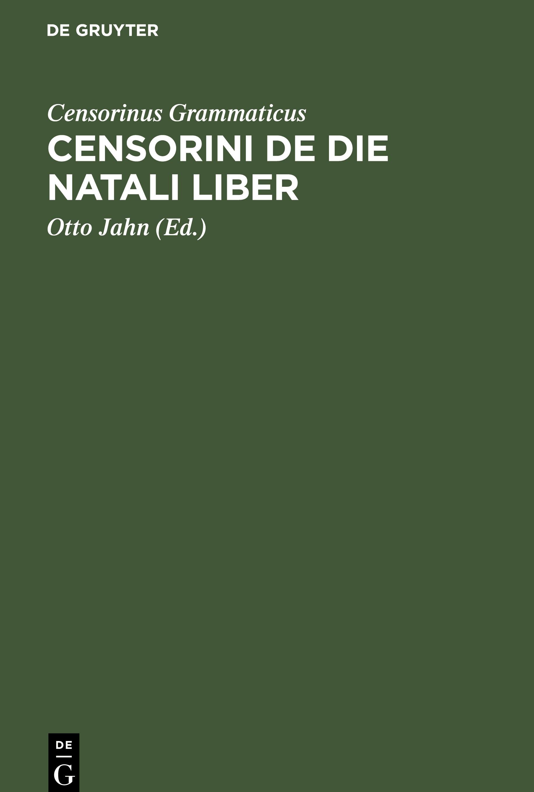 Censorini De Die Natali Liber