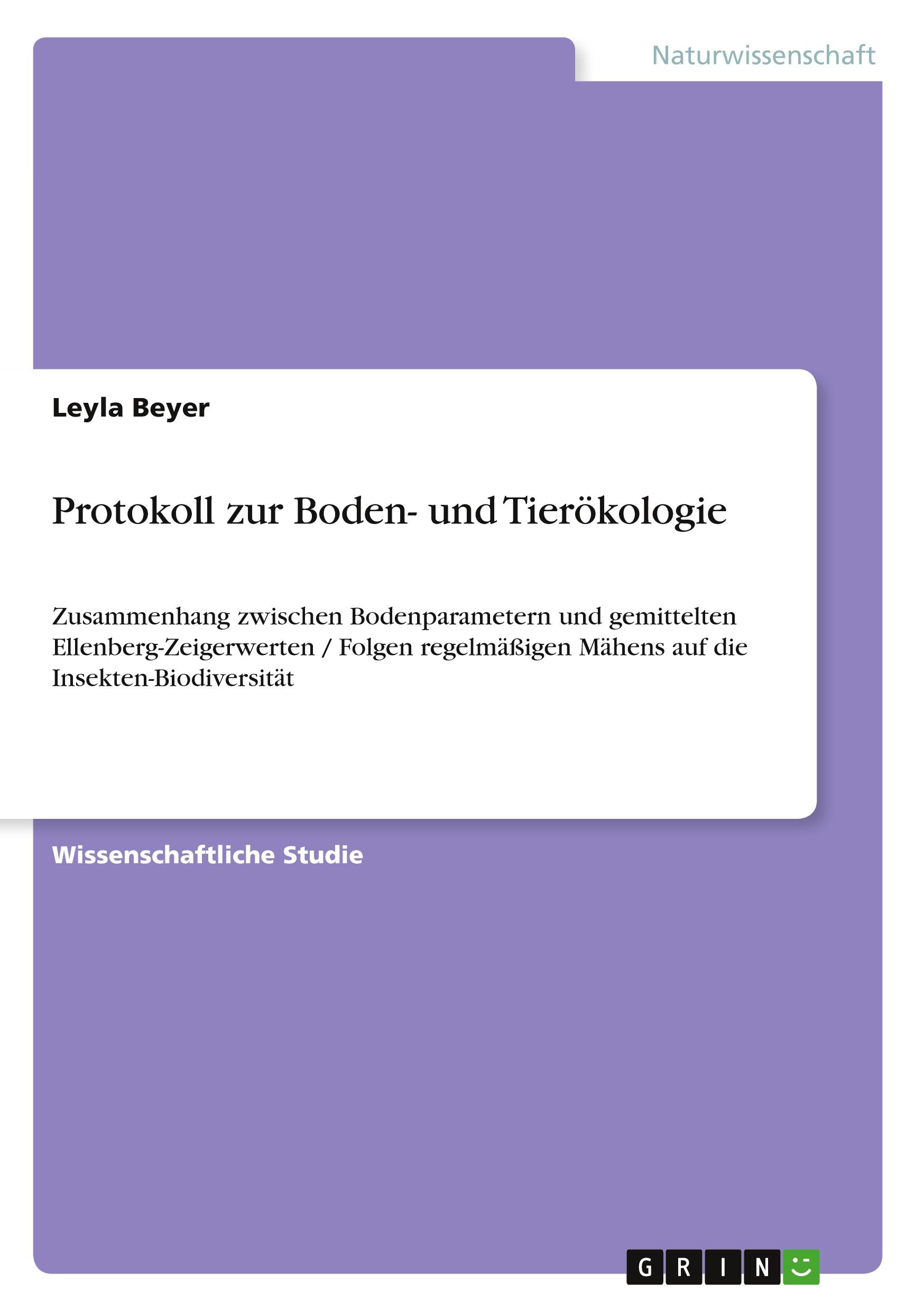 Protokoll zur Boden- und Tierökologie